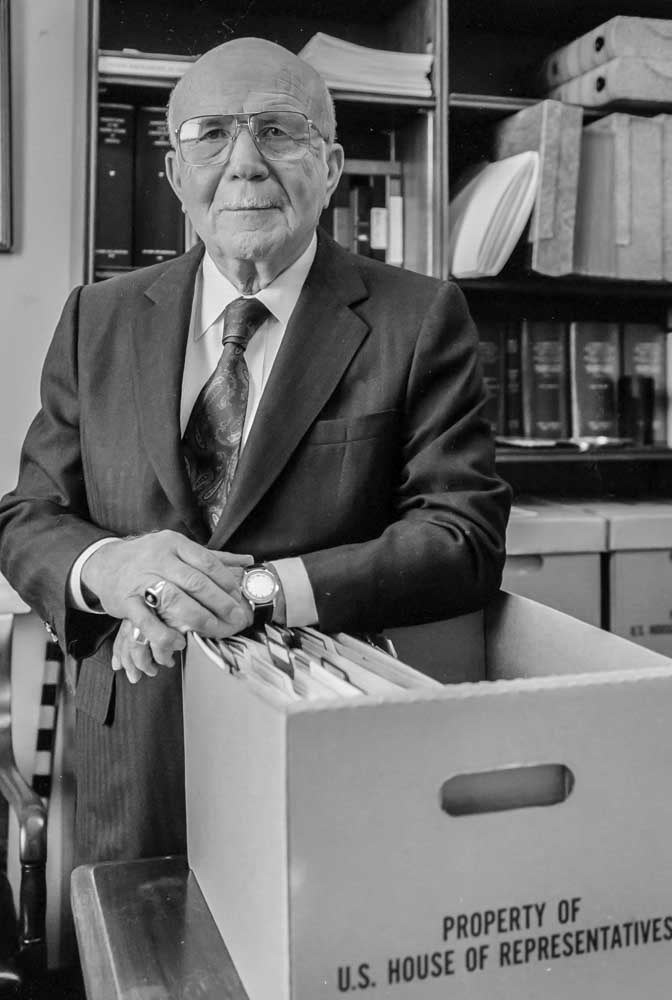 Rep. Agustus Hawkins (D-CA) retiring from Congress after serving 28 years, September 27, 1990