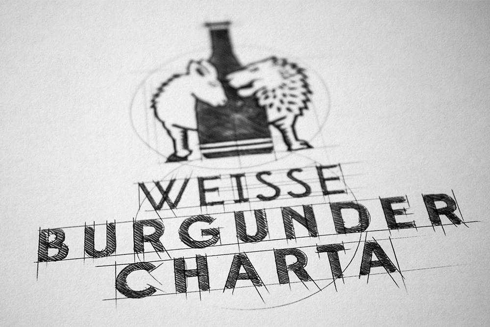 Logo design process for Weisse Burgunder Charta by Adrian Bauer