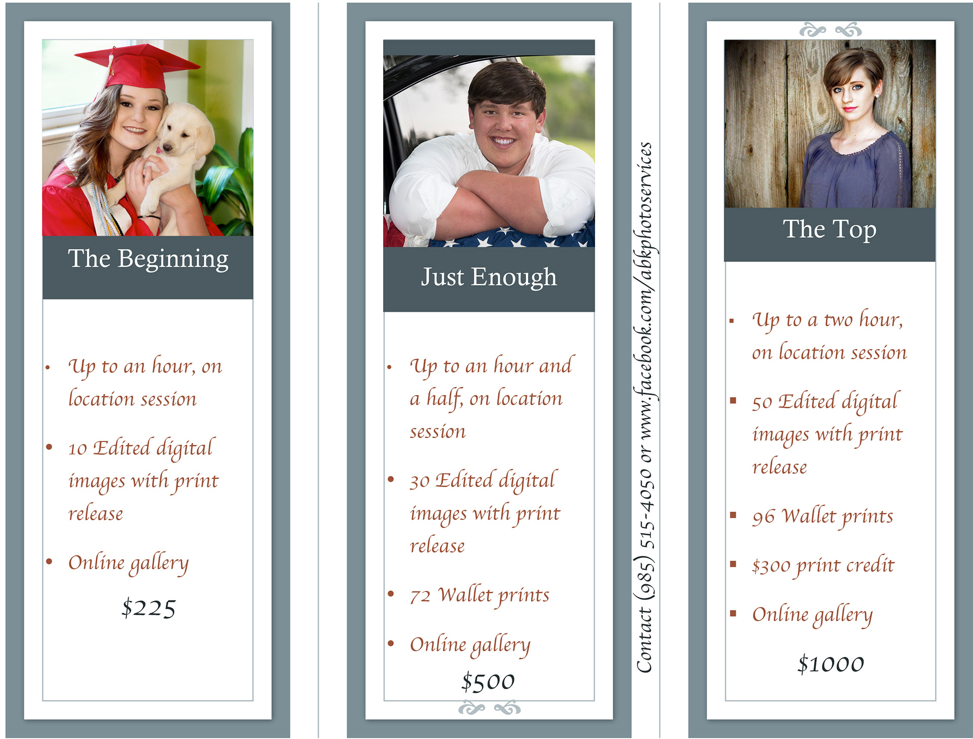 senior picture wallet prints