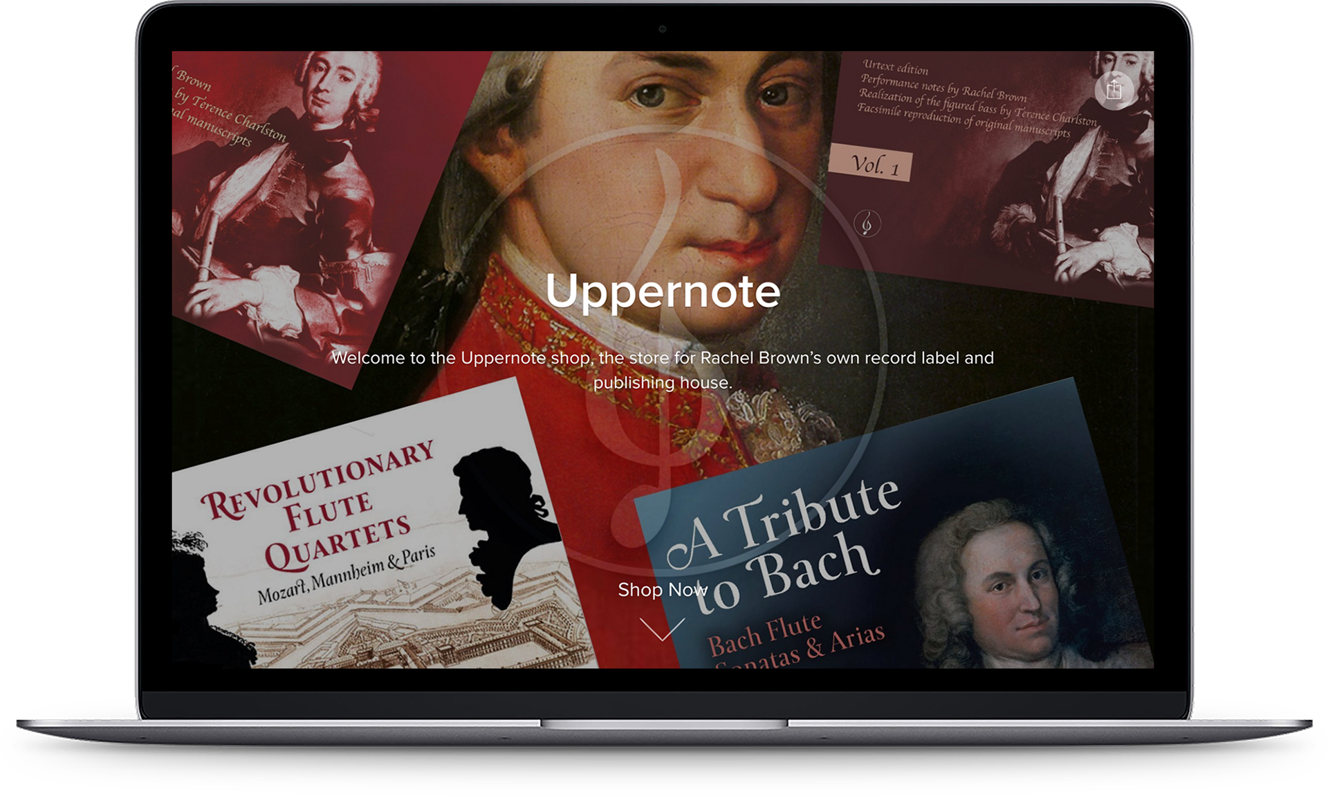 Uppernote brand welcome page on laptop
