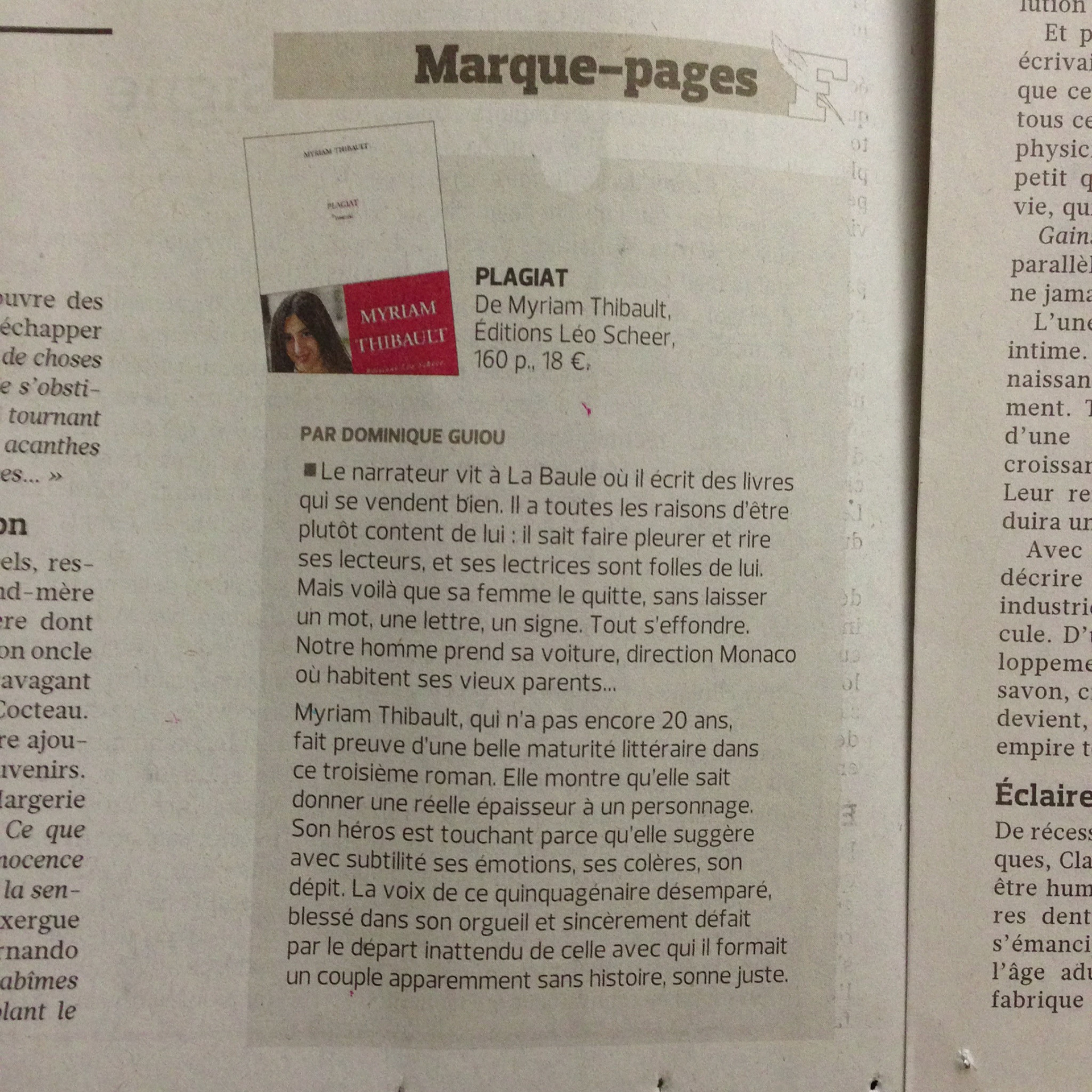 Le Figaro Littéraire par Dominique Guiou
