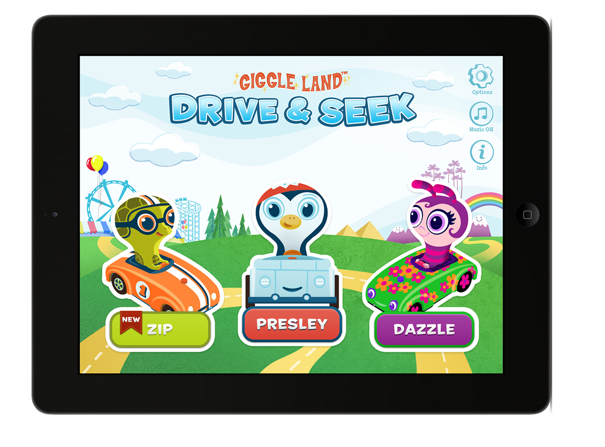 "Giggle Land" iPad online app; Illustration and Design; © Hallmark Cards, Inc.