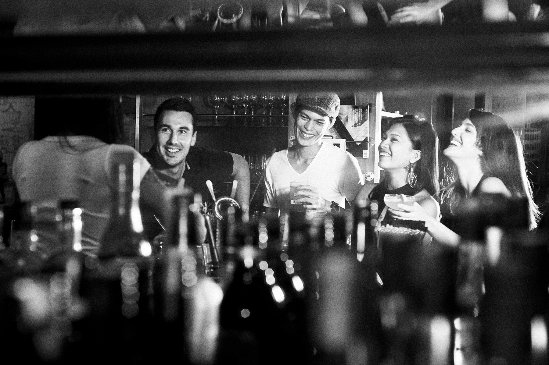 Professional People Photography, Advertising shoot, Rob Waller, PressroomKL, Bar, Black & White, Kuala Lumpur