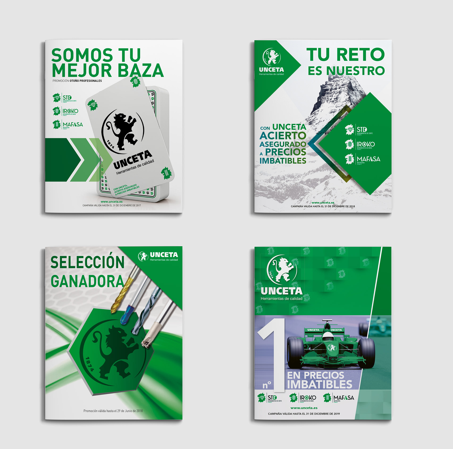 Creatividad, diseño gráfico, maquetación y producción de catálogos promocionales de las marcas de Unceta Herramientas de calidad.