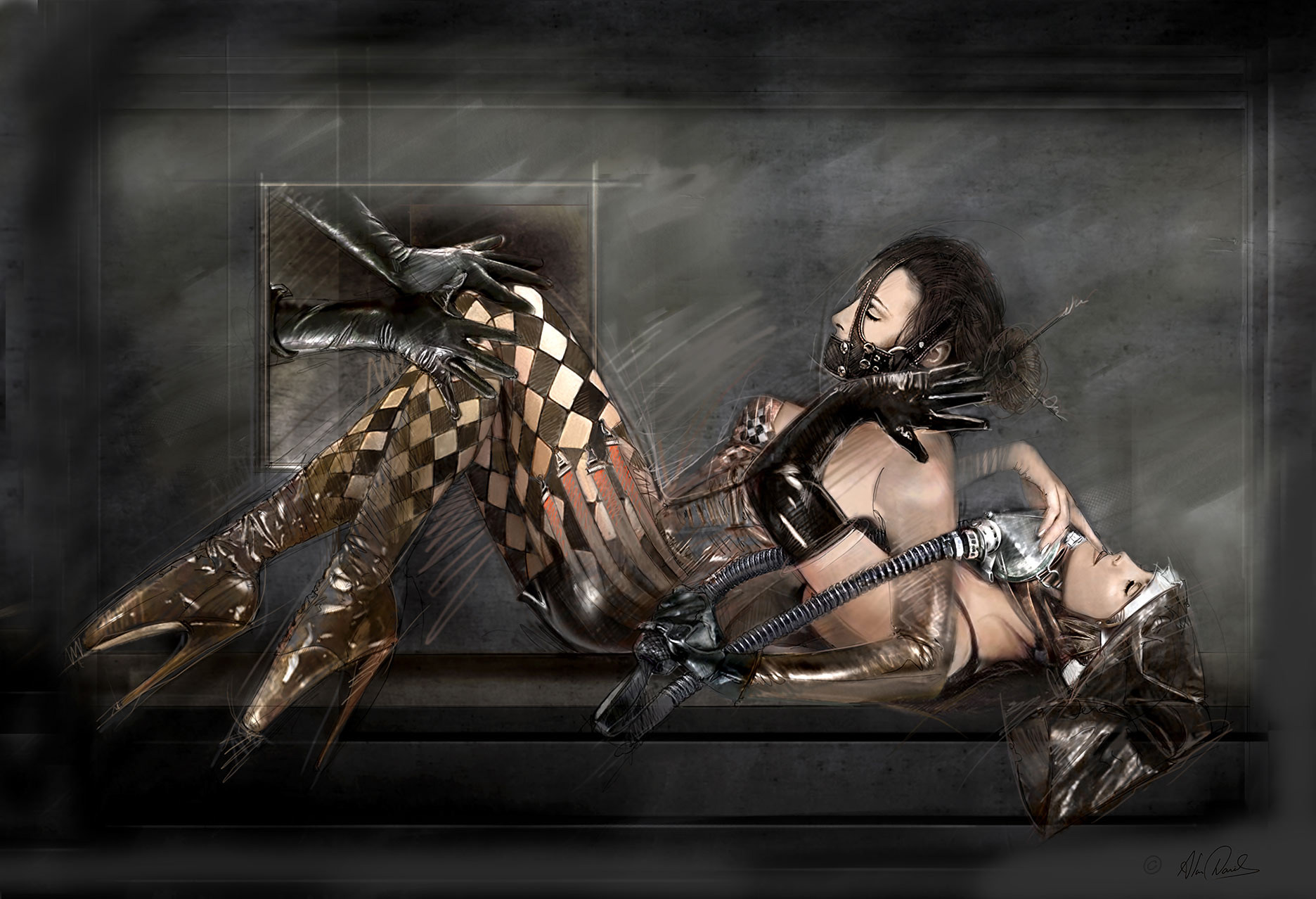 two ladies of the apocalypse, One caught in the body of another, trying to escape to be their own identity.