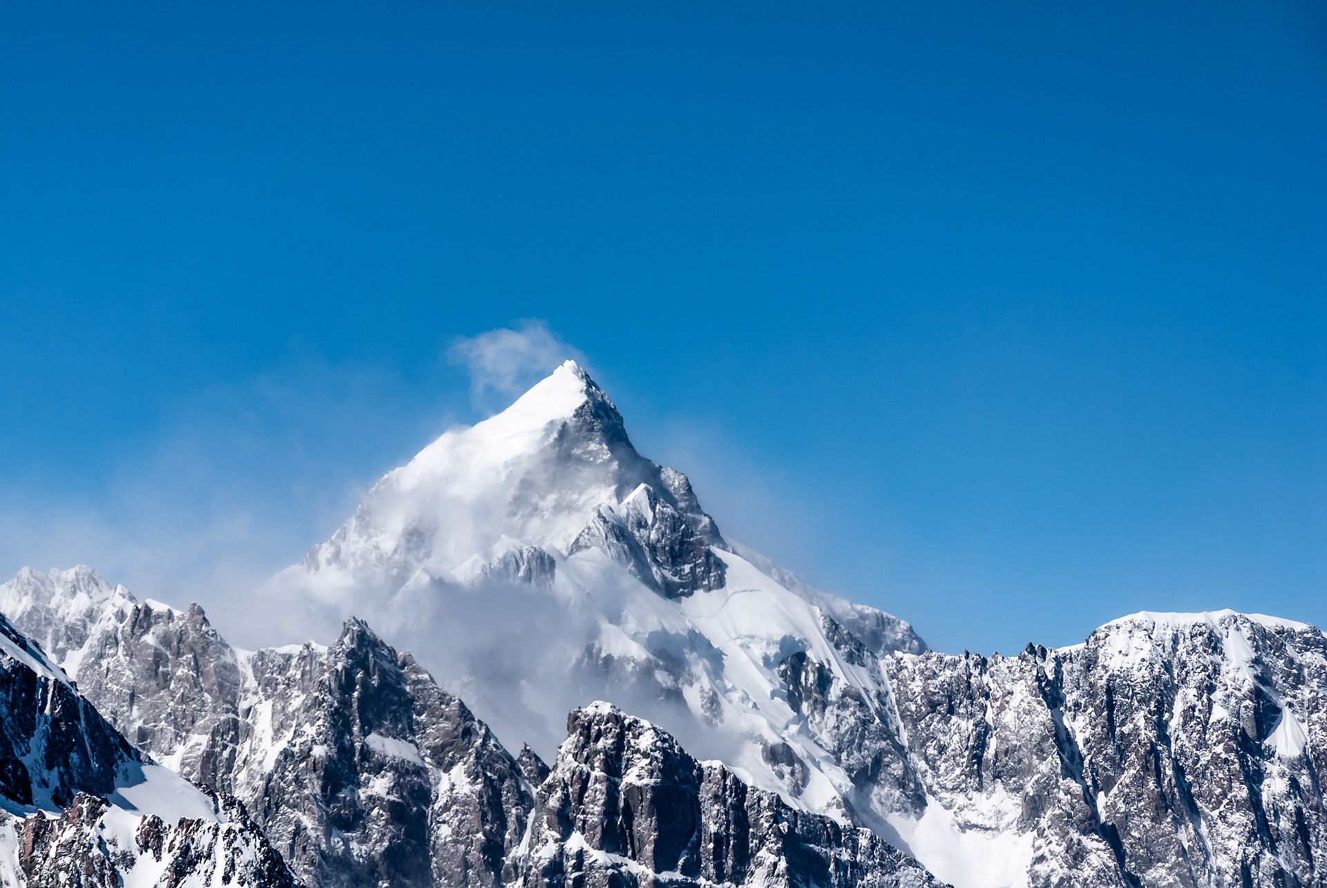 Aerial Photograph of Mount Cook, Aoraki. Highest mountain in New Zealand