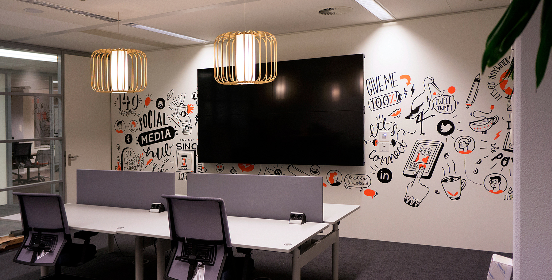 Mural at NN Den Haag overview - muurtekening