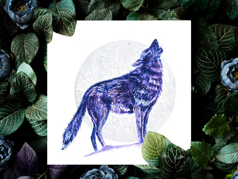Fine Art print of the original painting with hand painted Moon (300x300 mm) €33.33