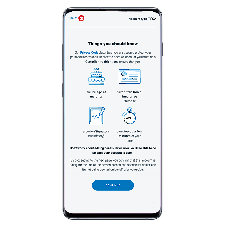 Getting started screen, displayed on mobile phone