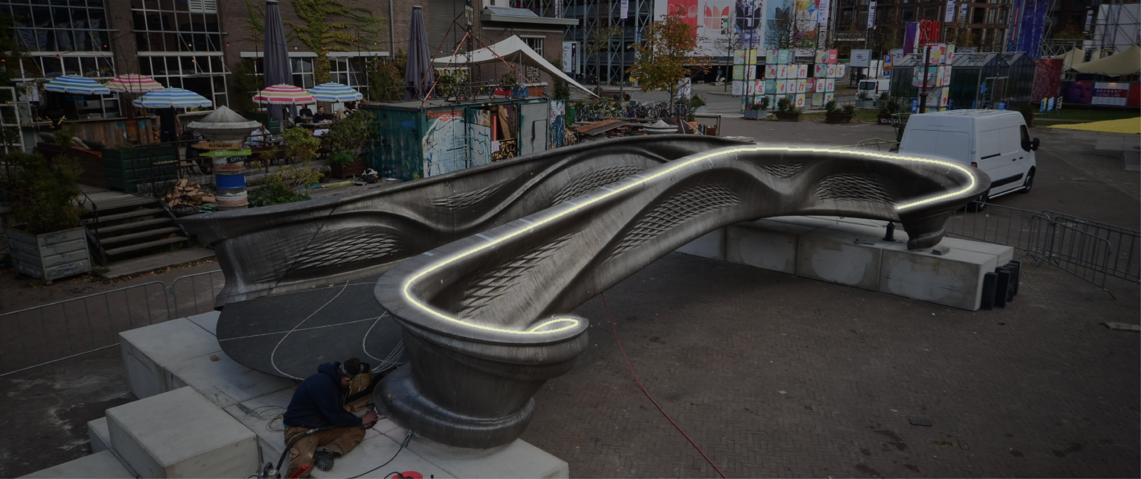 MX3D bridge with LED lighting installed