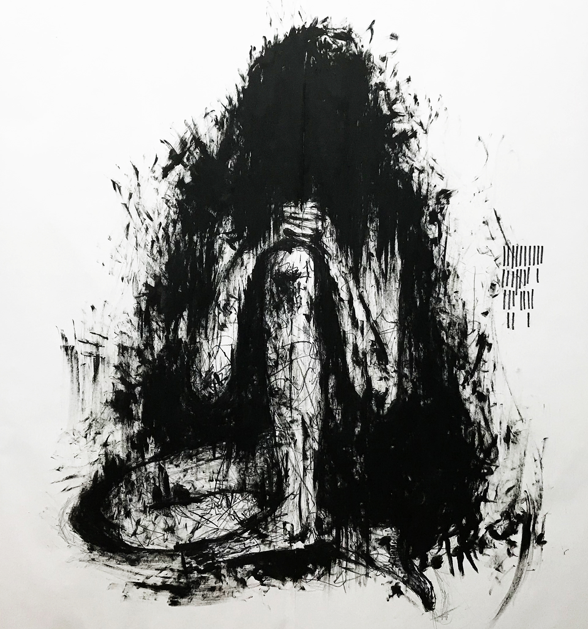 Emotions, acrylic and charcoal on paper, 165x165cm