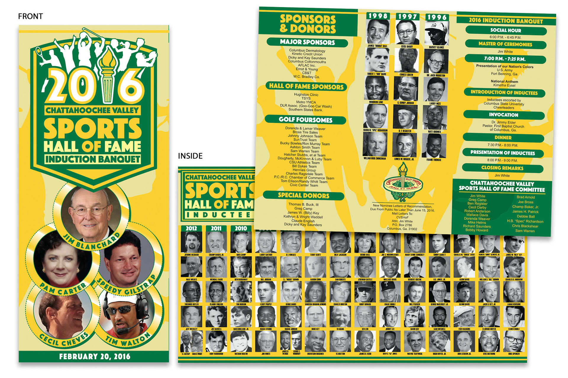 2016 Chattahoochee Valley Sports Hall of Fame trifold program design.