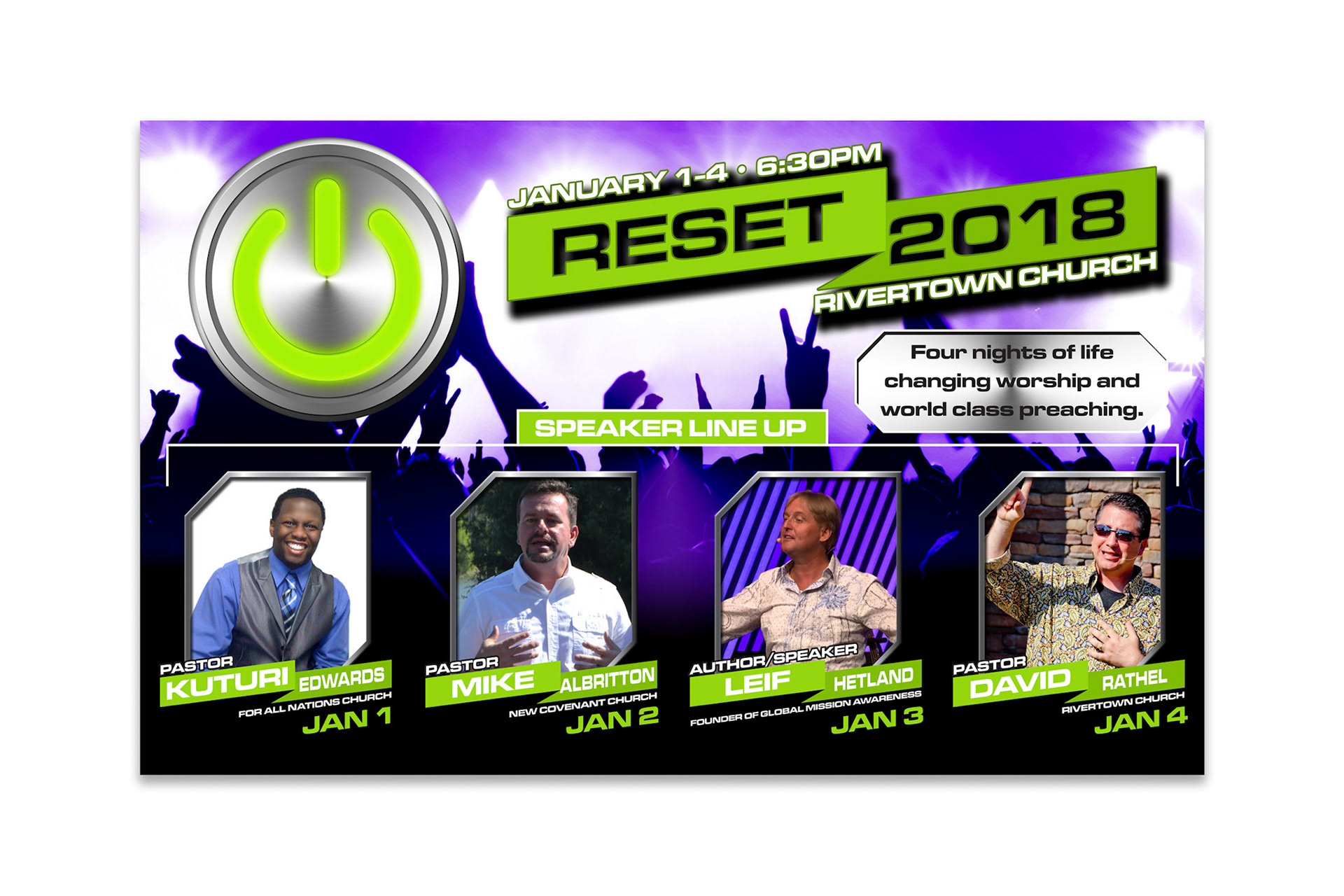 One of the many graphics used for the "Reset" Christian conference.