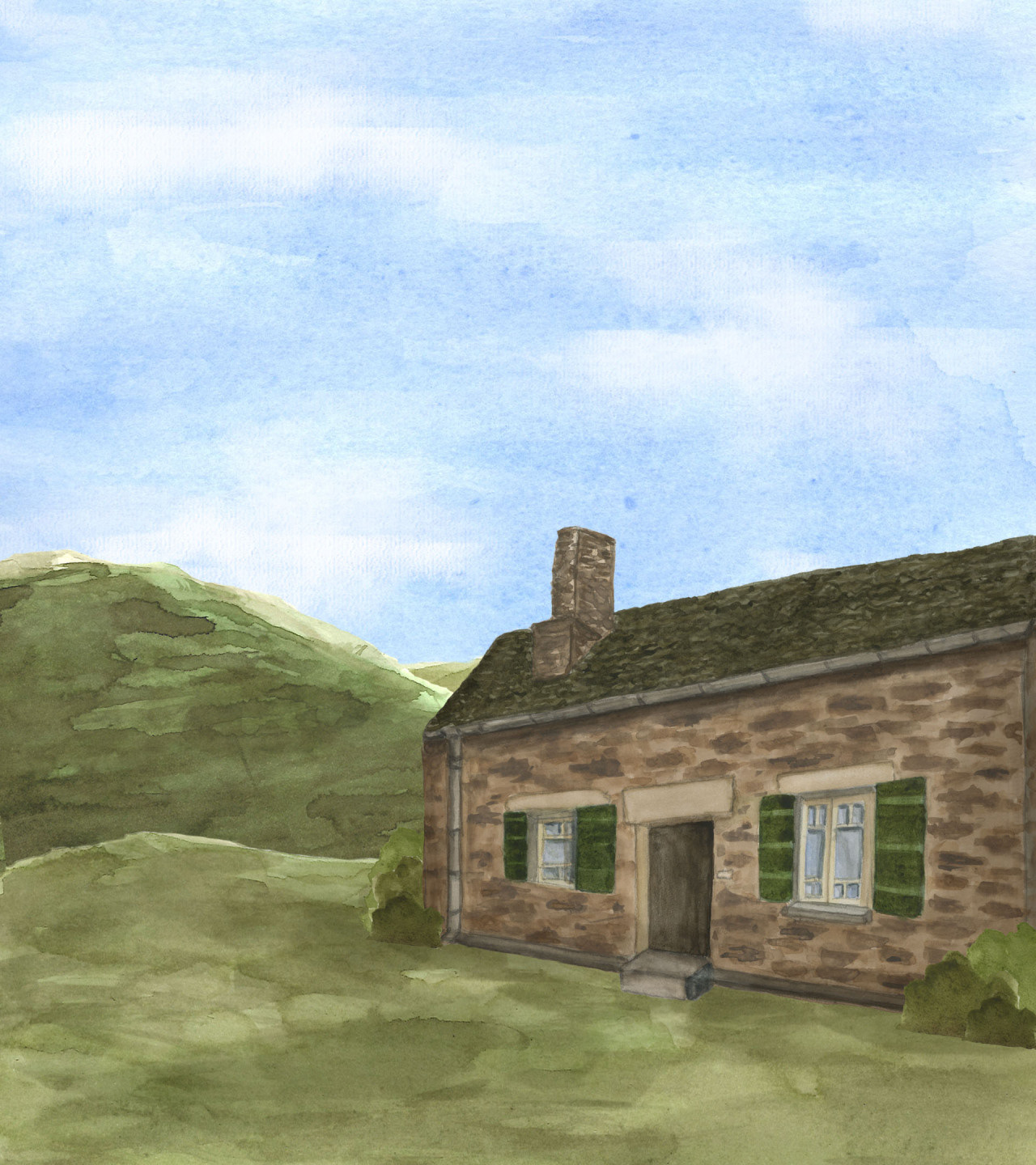 Background for animation project: "Oorlog is geen spelletje", watercolours and Photoshop, 2019