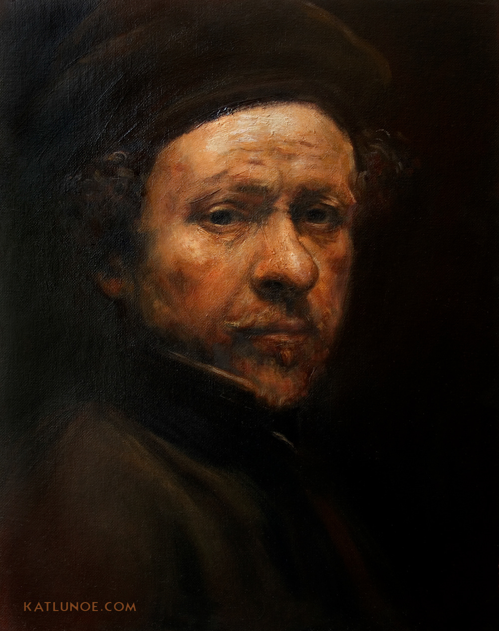 After Rembrandt. 16" x 20" Oil on Canvas Panel.