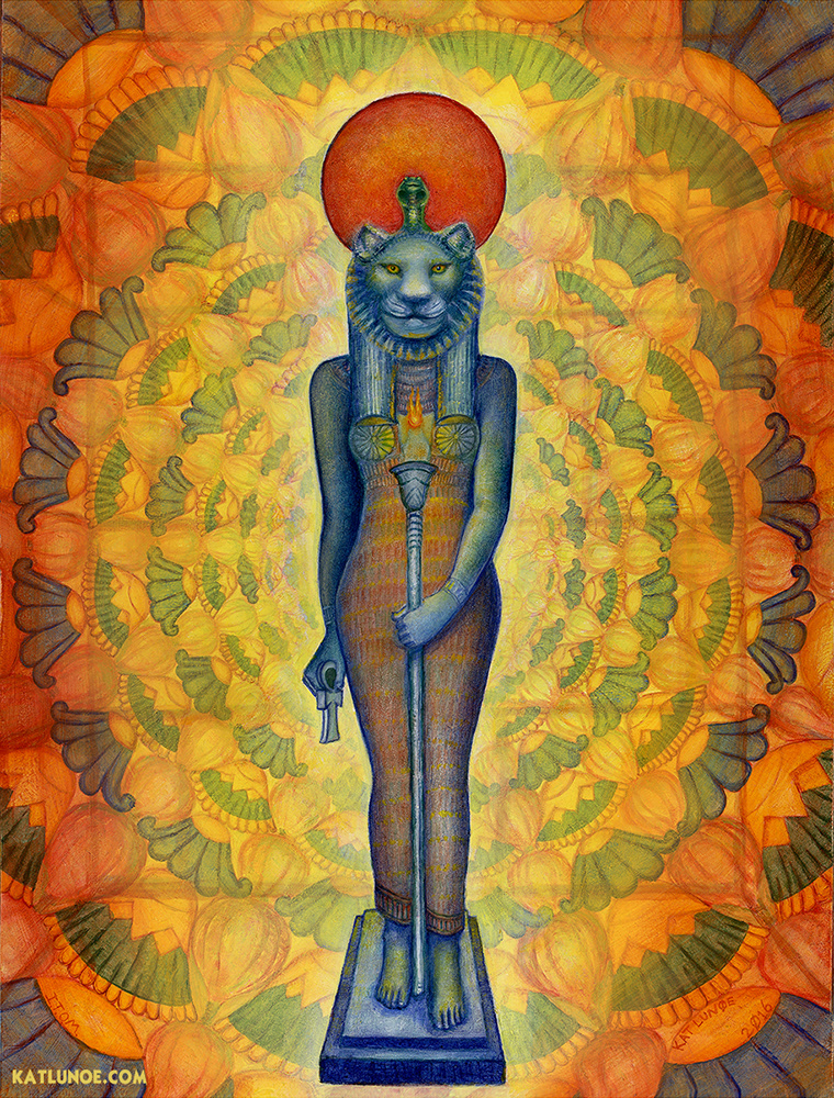 Sekhmet oil painting book cover illustration Egyptian Goddess