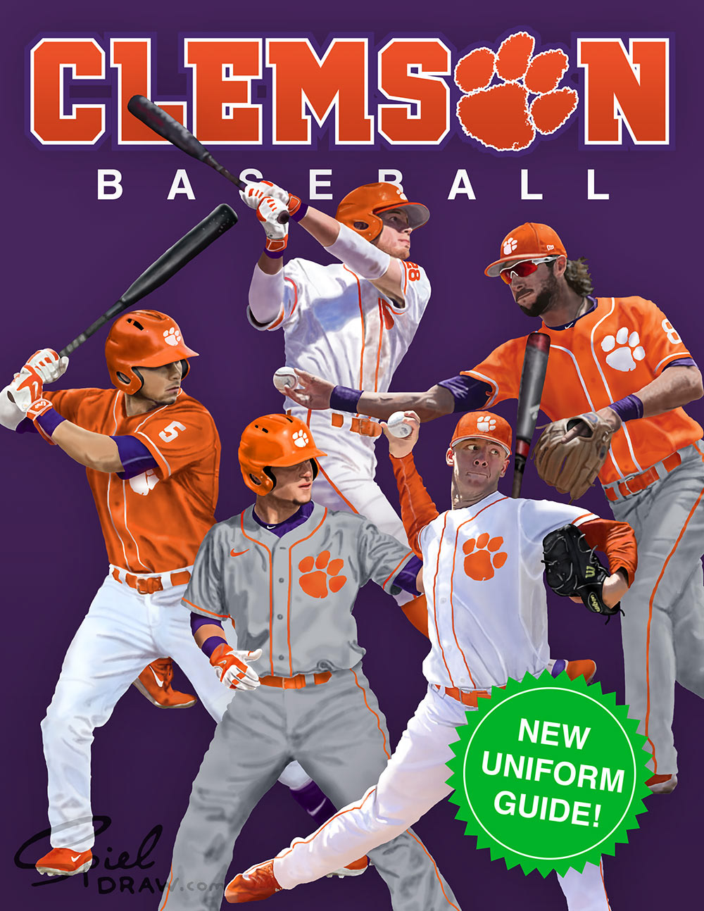SpielDraw.com: Custom Digital Illustrations - Clemson Baseball New