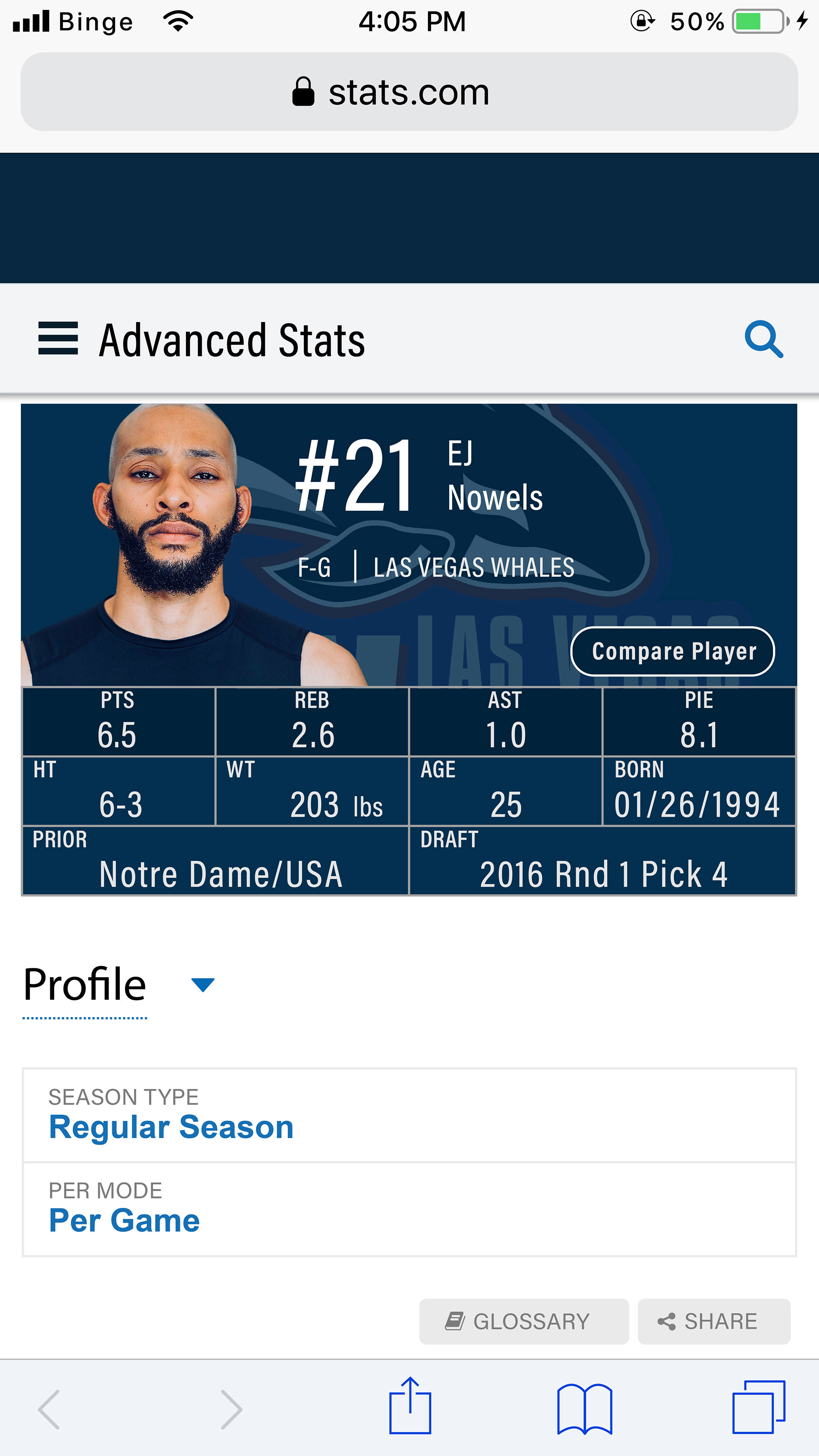 Baller Bait - EJ Nowels NBA Stats Page