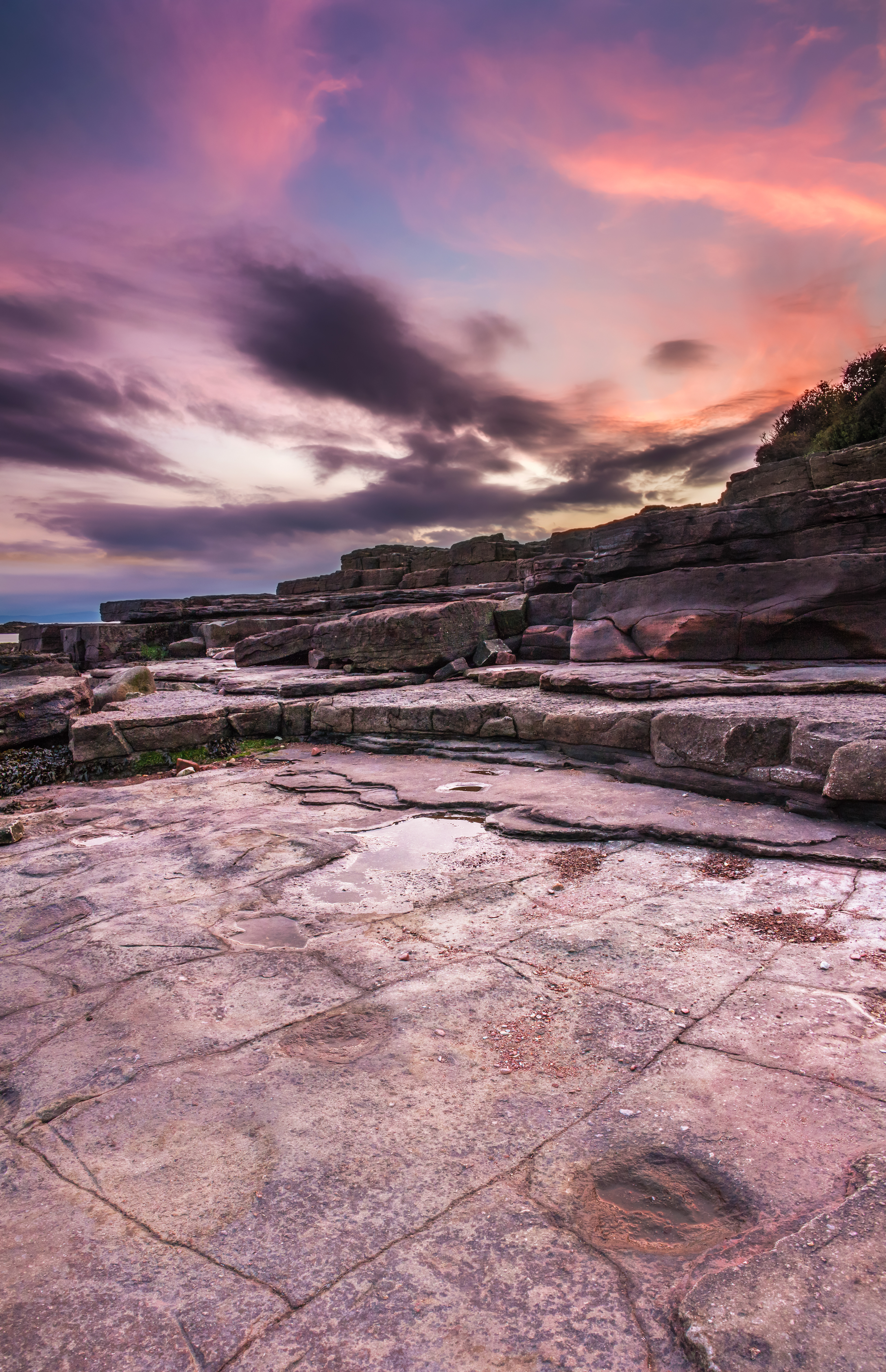 Bendrick Rock Dinosaur Footprint Sunset