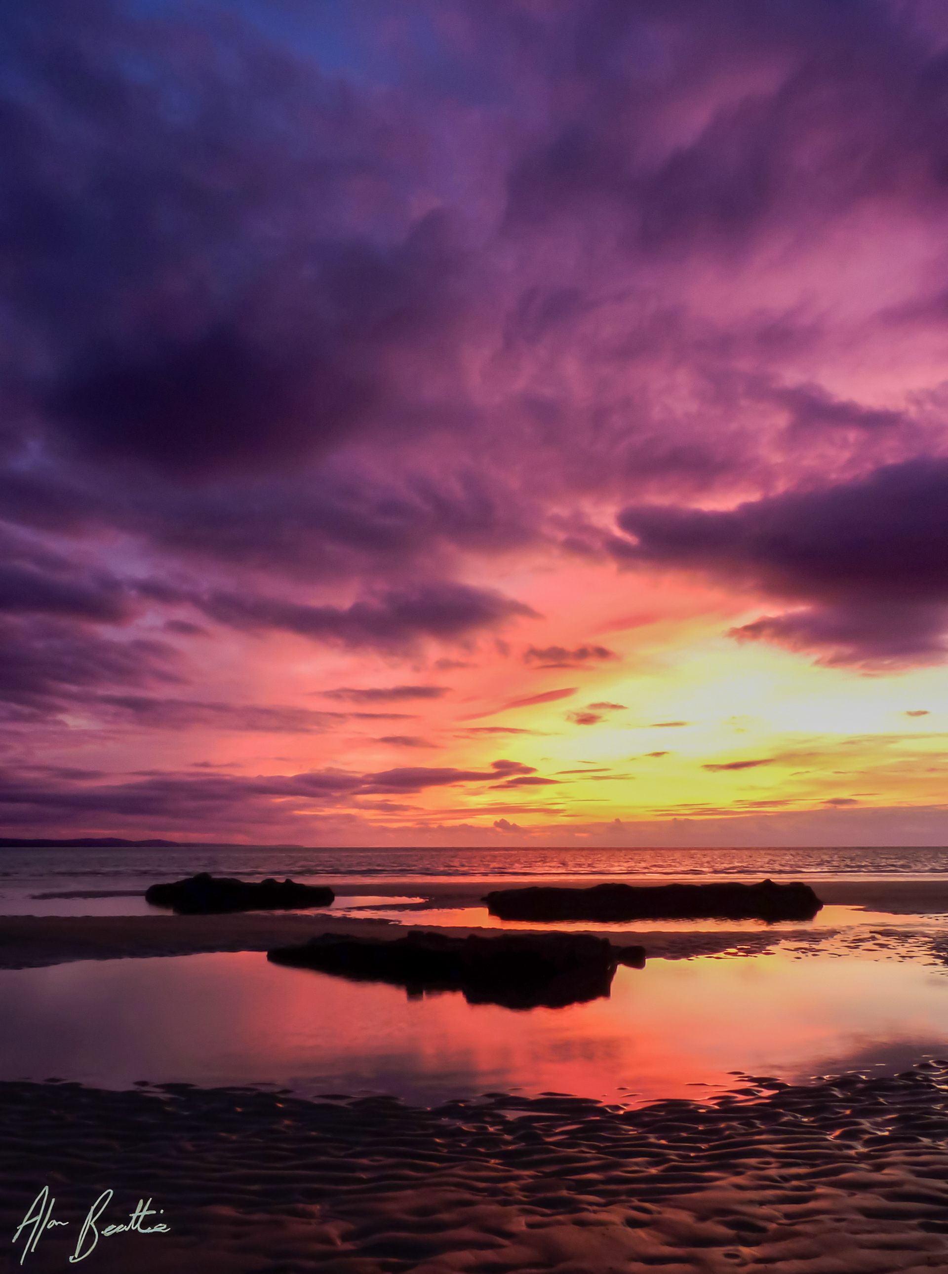 Southerndown Boulders Fiery Sky
