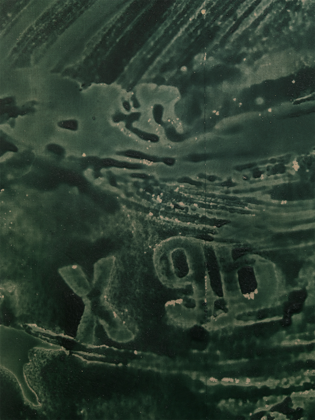 Cast (Modeler) 2013 PBK31 (perylene green-black) pigment and urethane paint on canvas 80 by 56 in. (Detail)