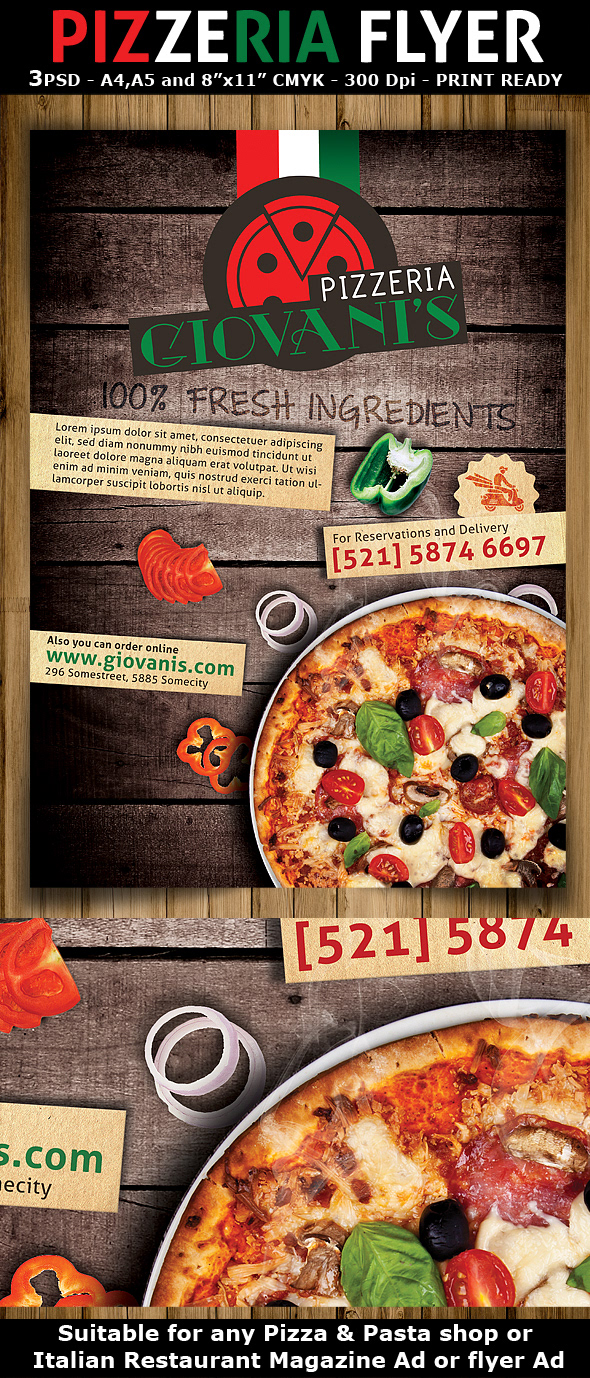 Christos Andronicou Pizzeria Italian Restaurant Ad Flyer Template