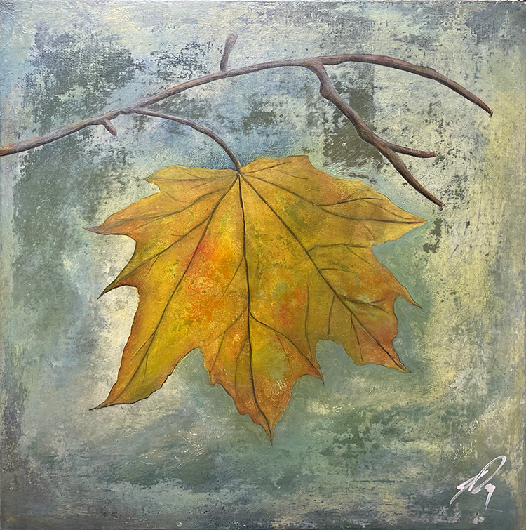 autumn leaf on an abstract background