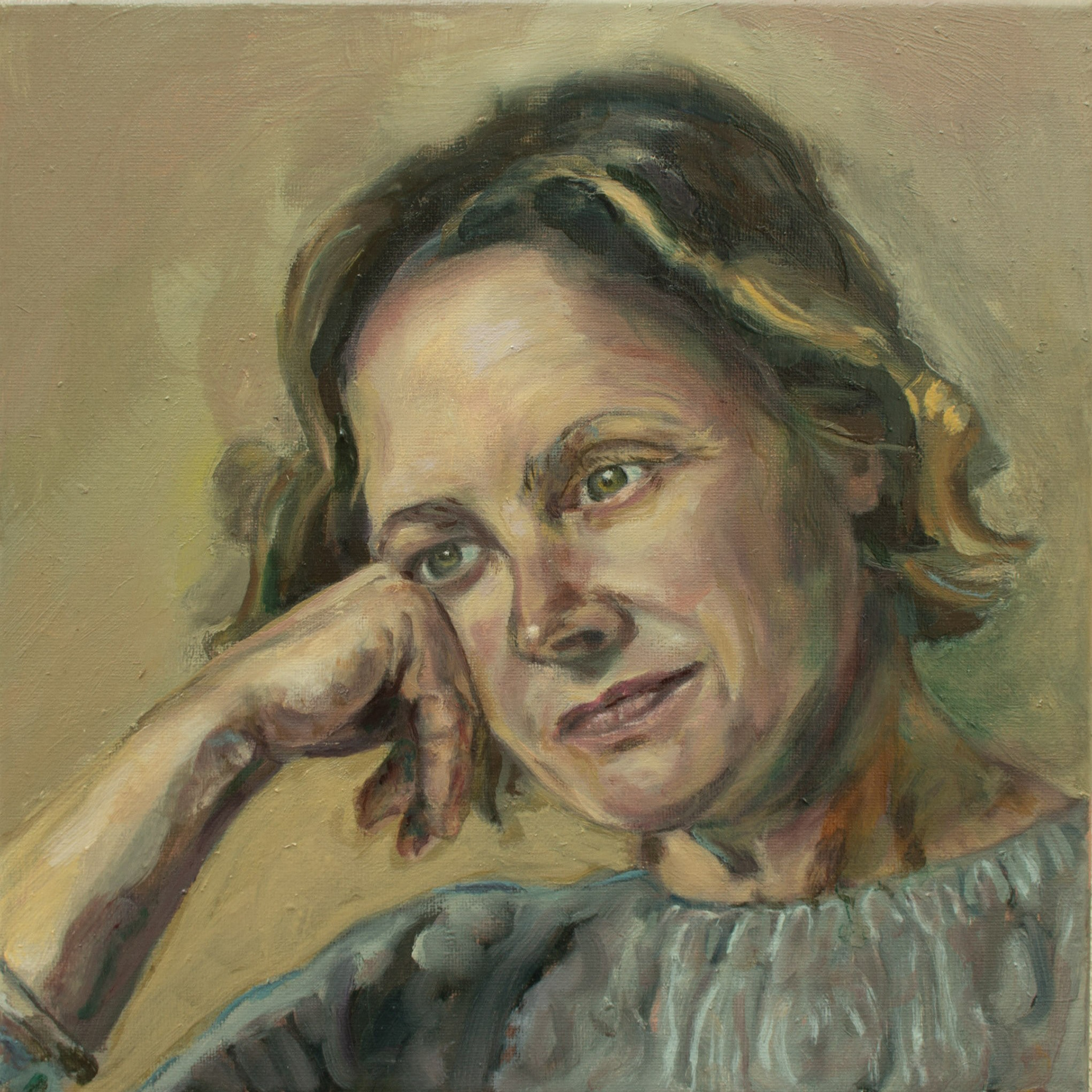 In the counselling chair oil on canvas 30 x 30 £495