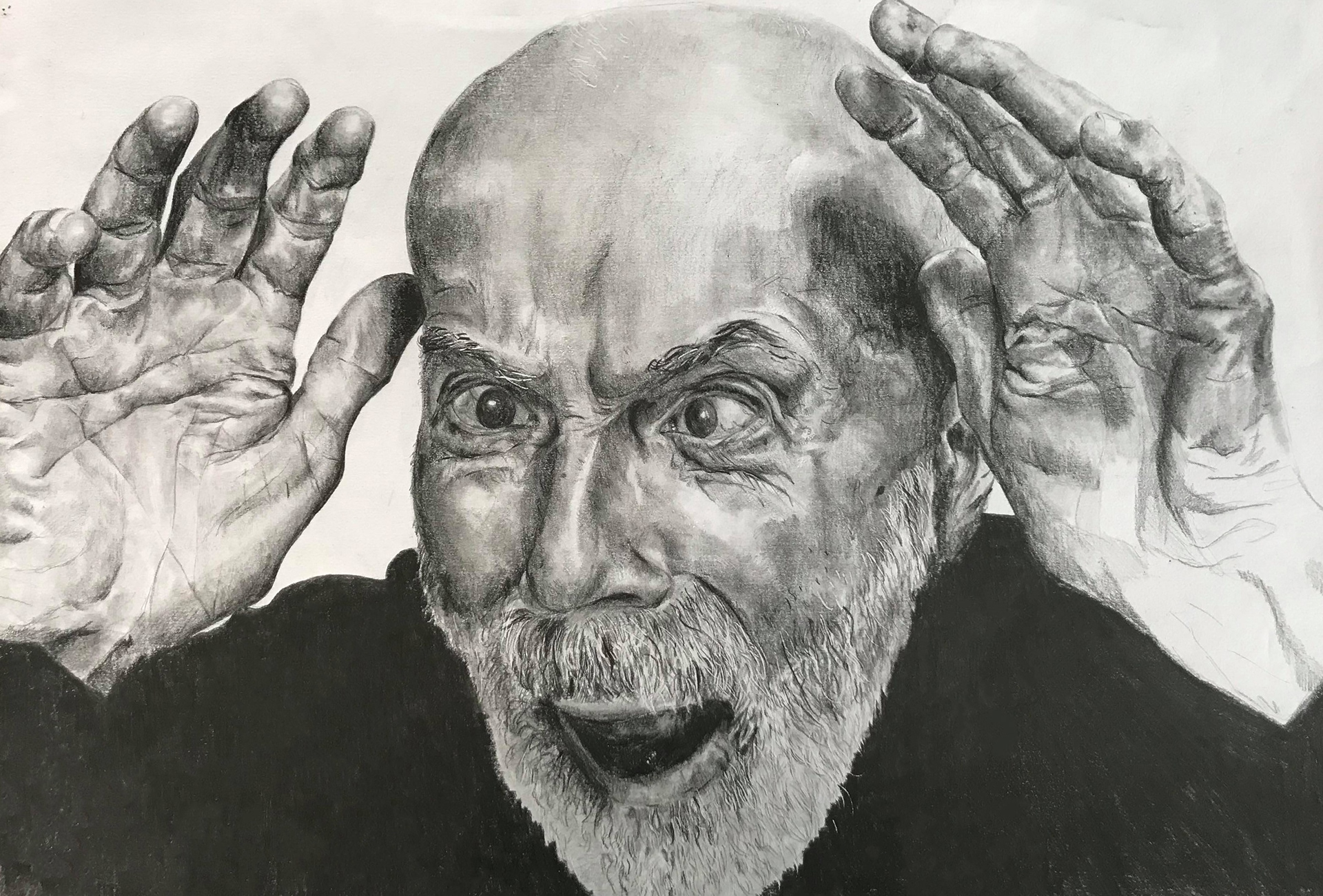 Drawing of grandad telling a story