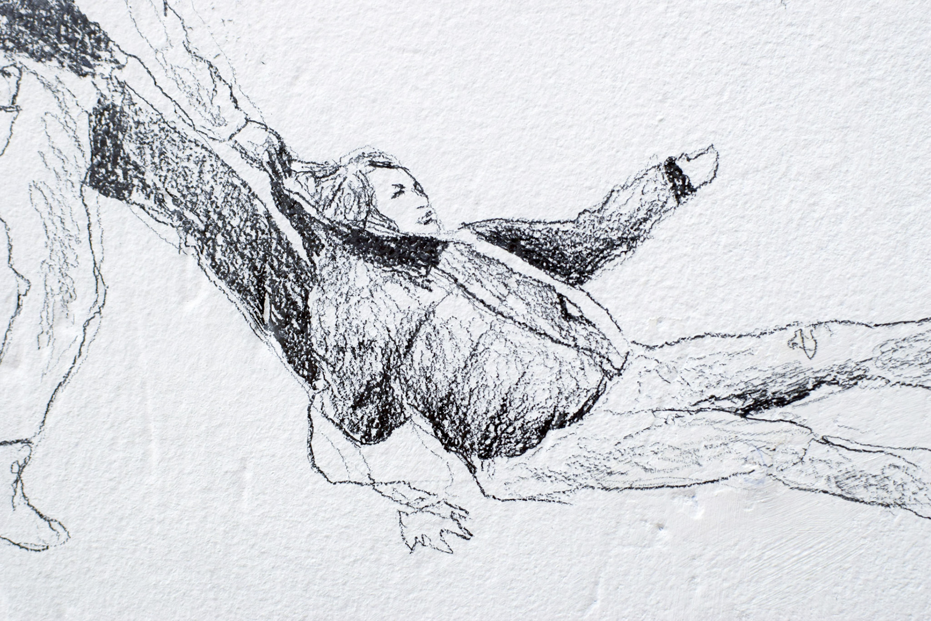 Alexia Atmouni, Le temps des cerises (détail), 2020 Crayon graphite sur mur, 3,76 x 3,14 m © Alexia Atmouni
