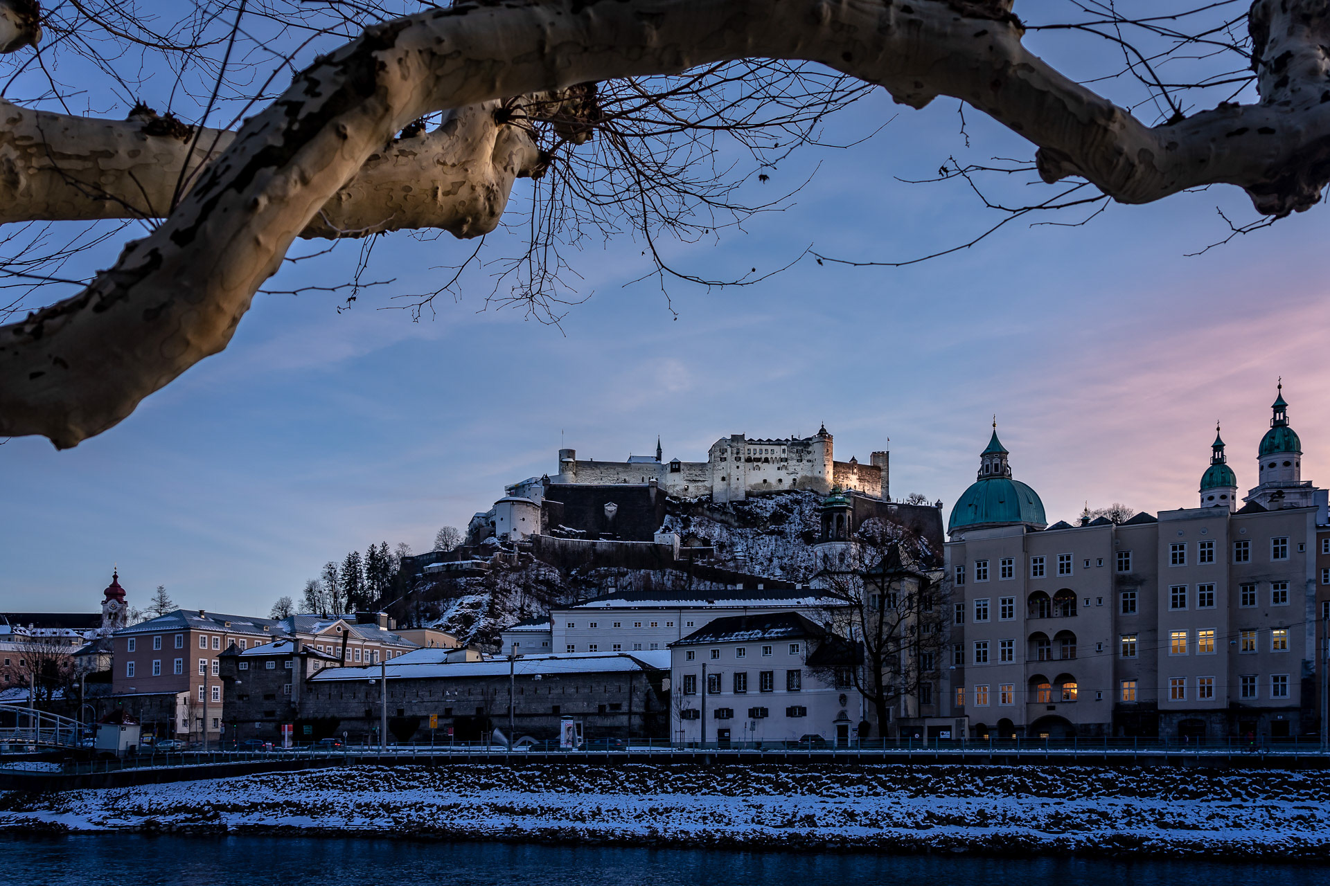 Castle Hohensalzburg (view from the east bank of the river)