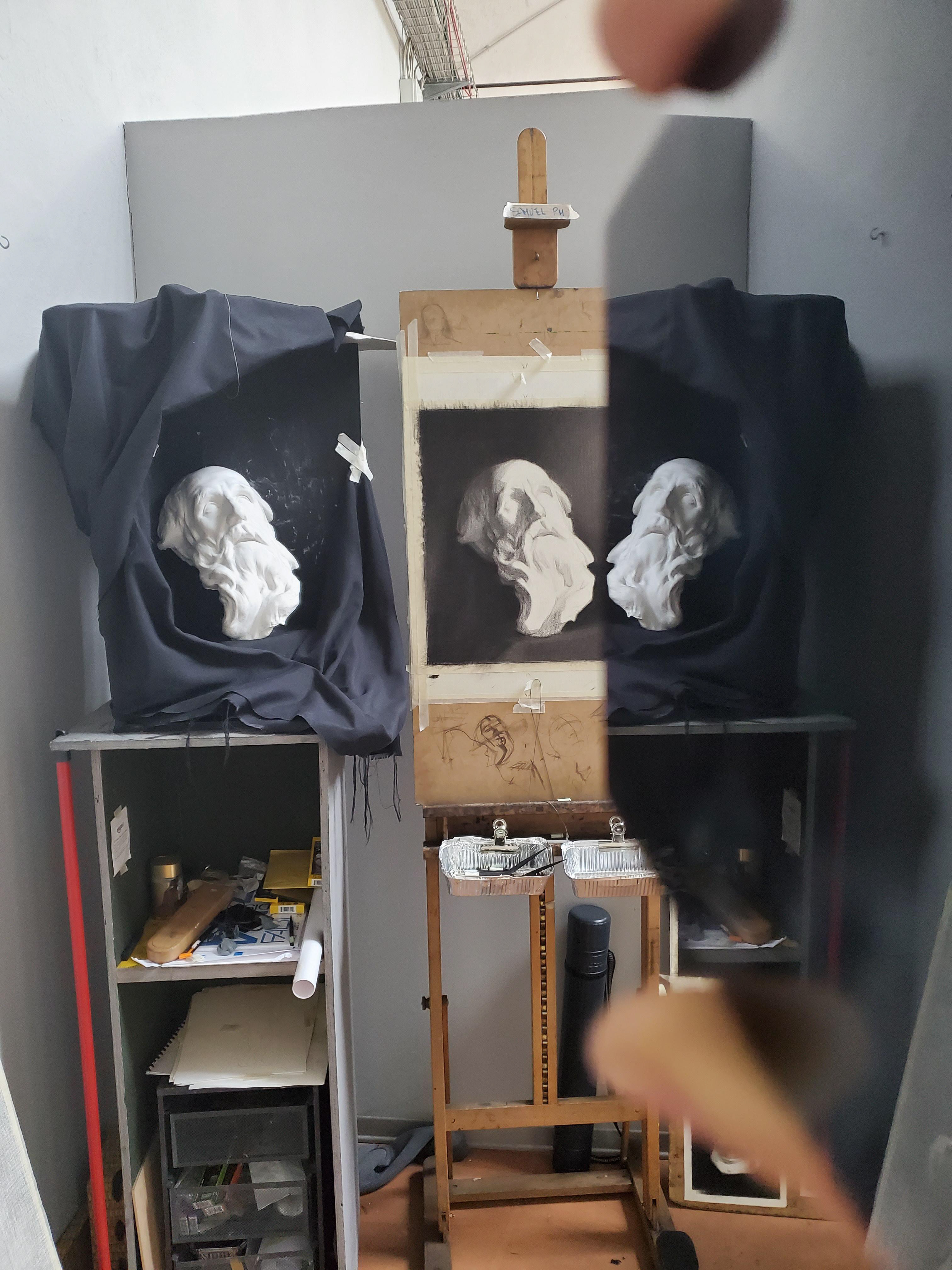 Using an obsidian black mirror during my second cast drawing