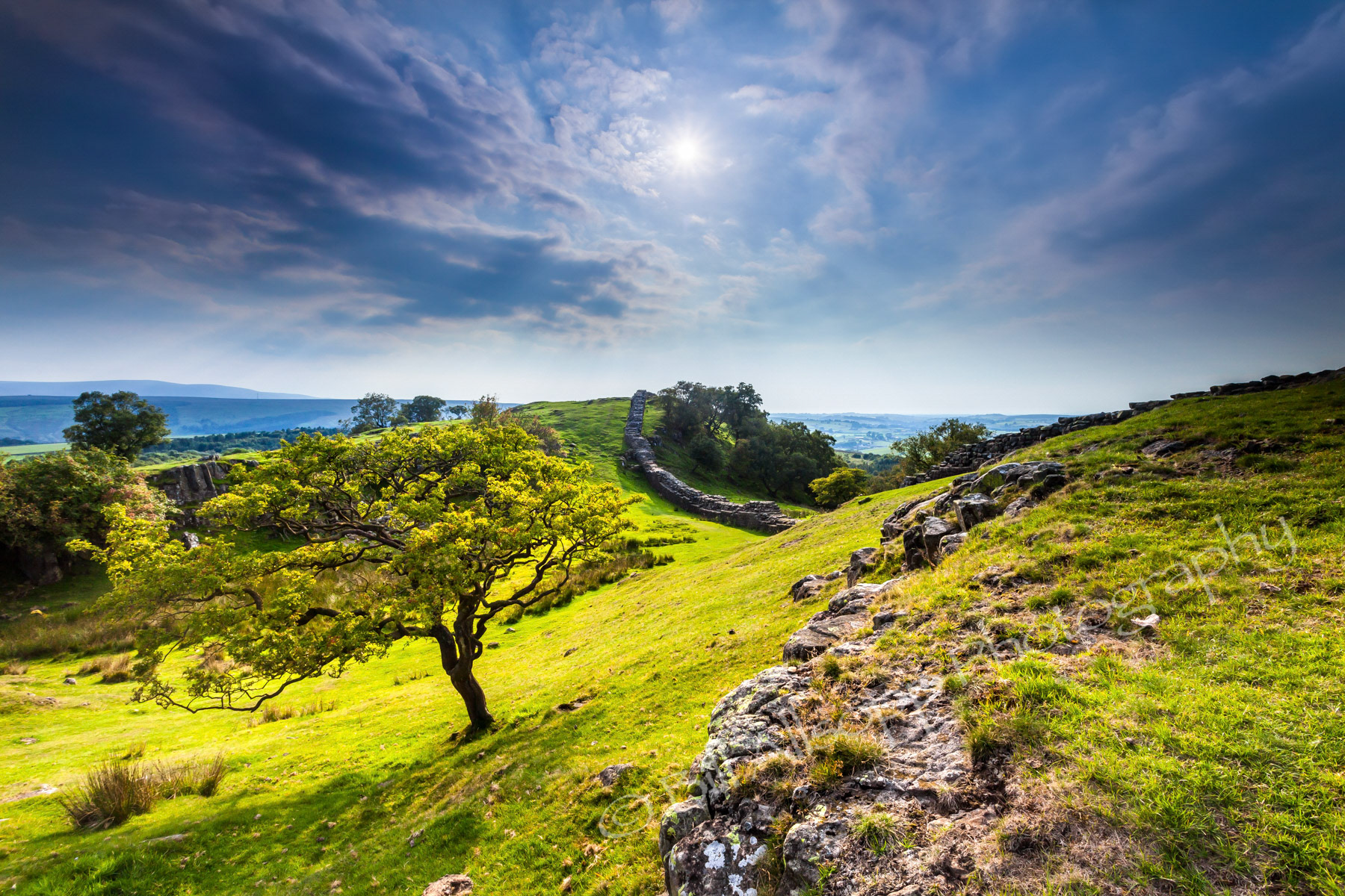 Hadrian's wall at Walltown crags, Northumberland.