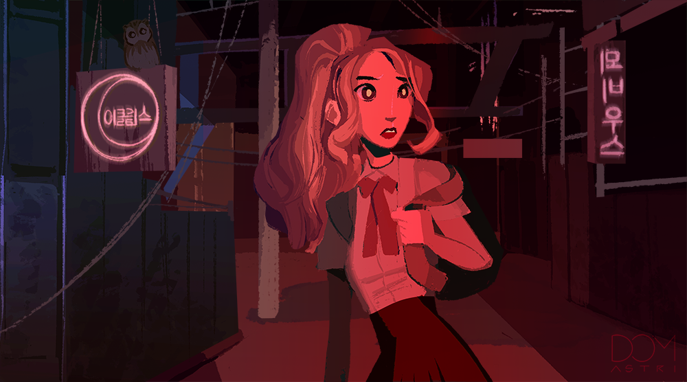 The 6th LOONA member Kim Lip seeing a mysterious red light.