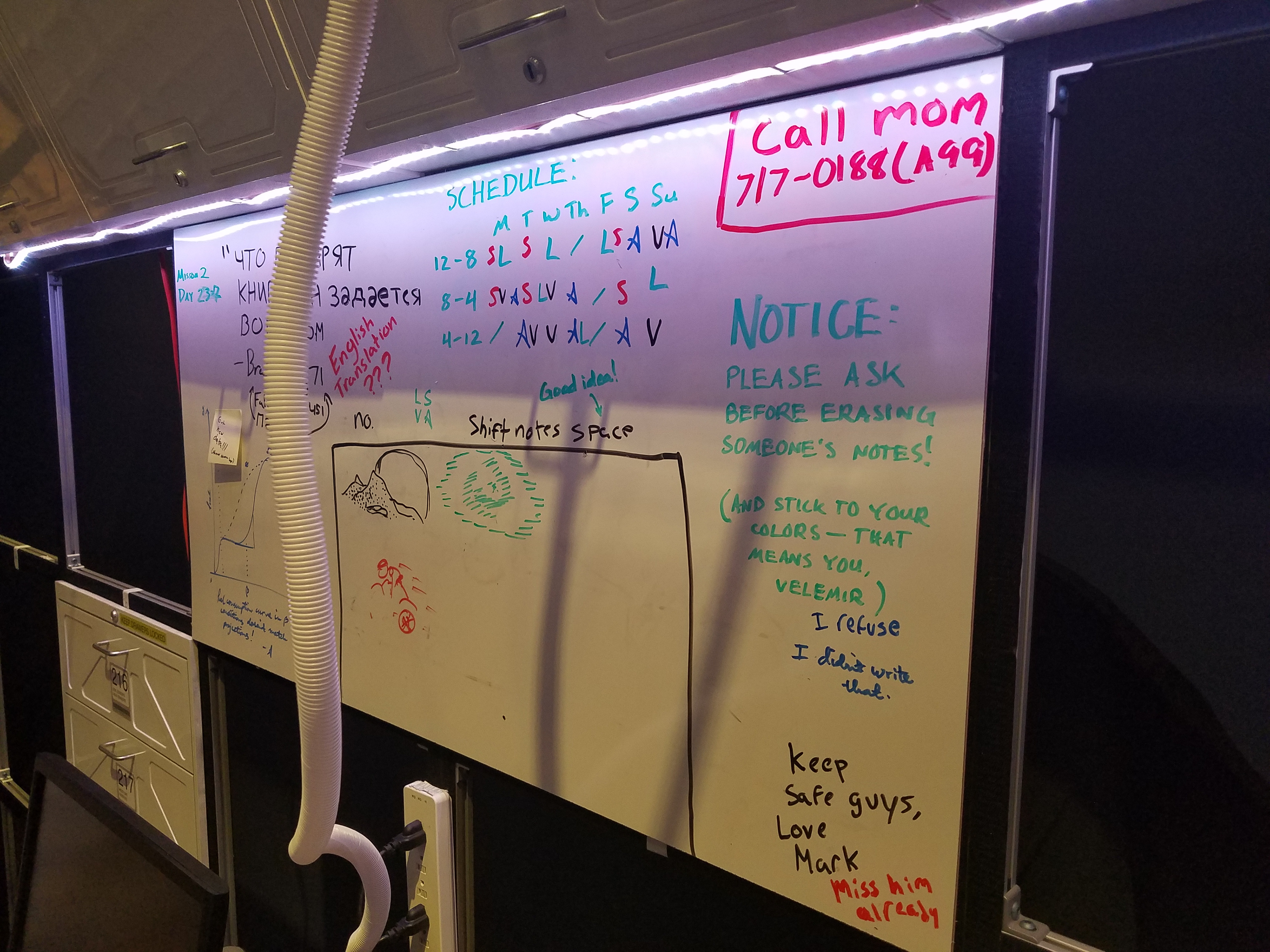 Early versions of the whiteboard, drawn by hand