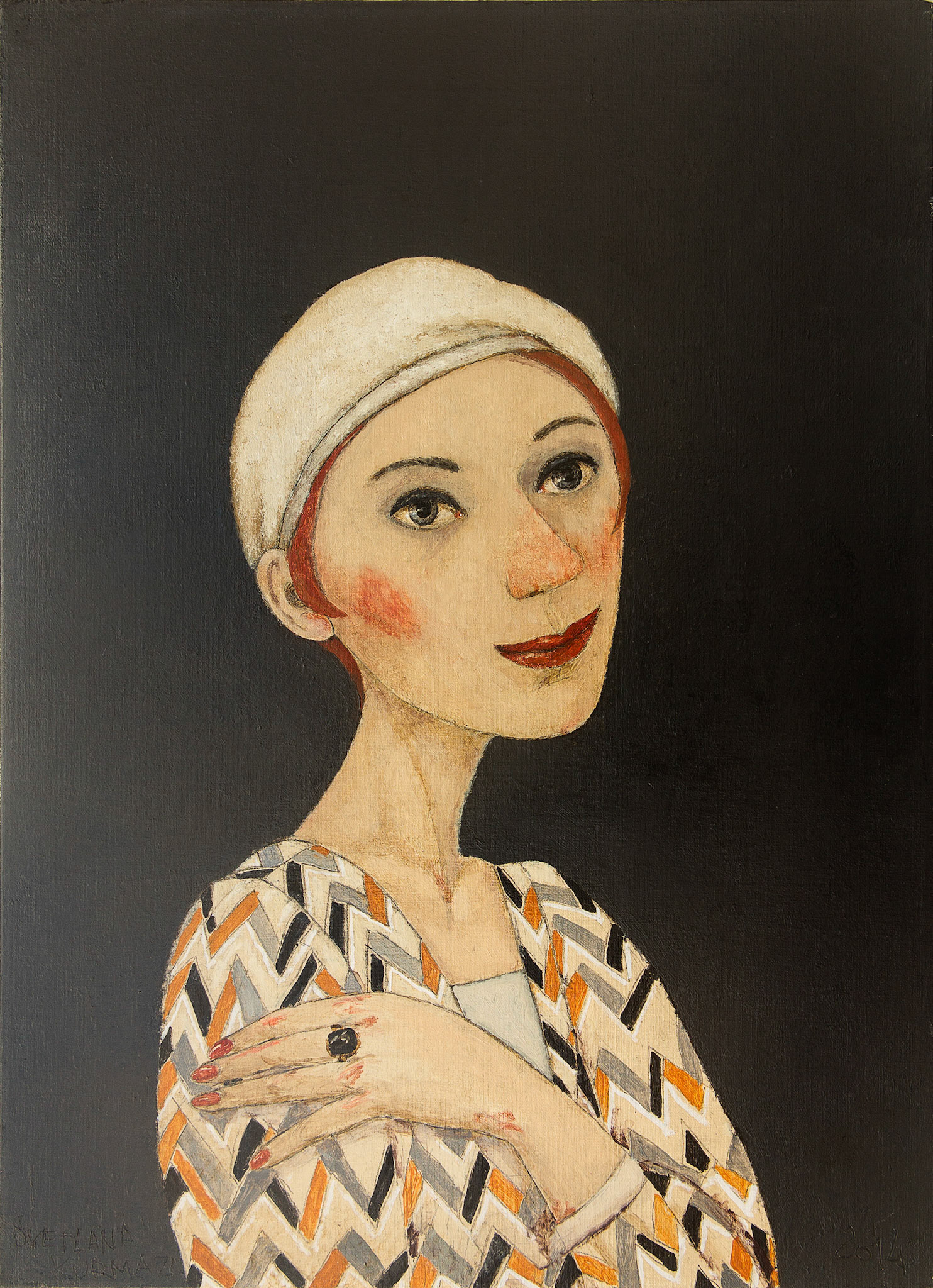 LADY WITH RING, oil on canvas, 60x45cm.