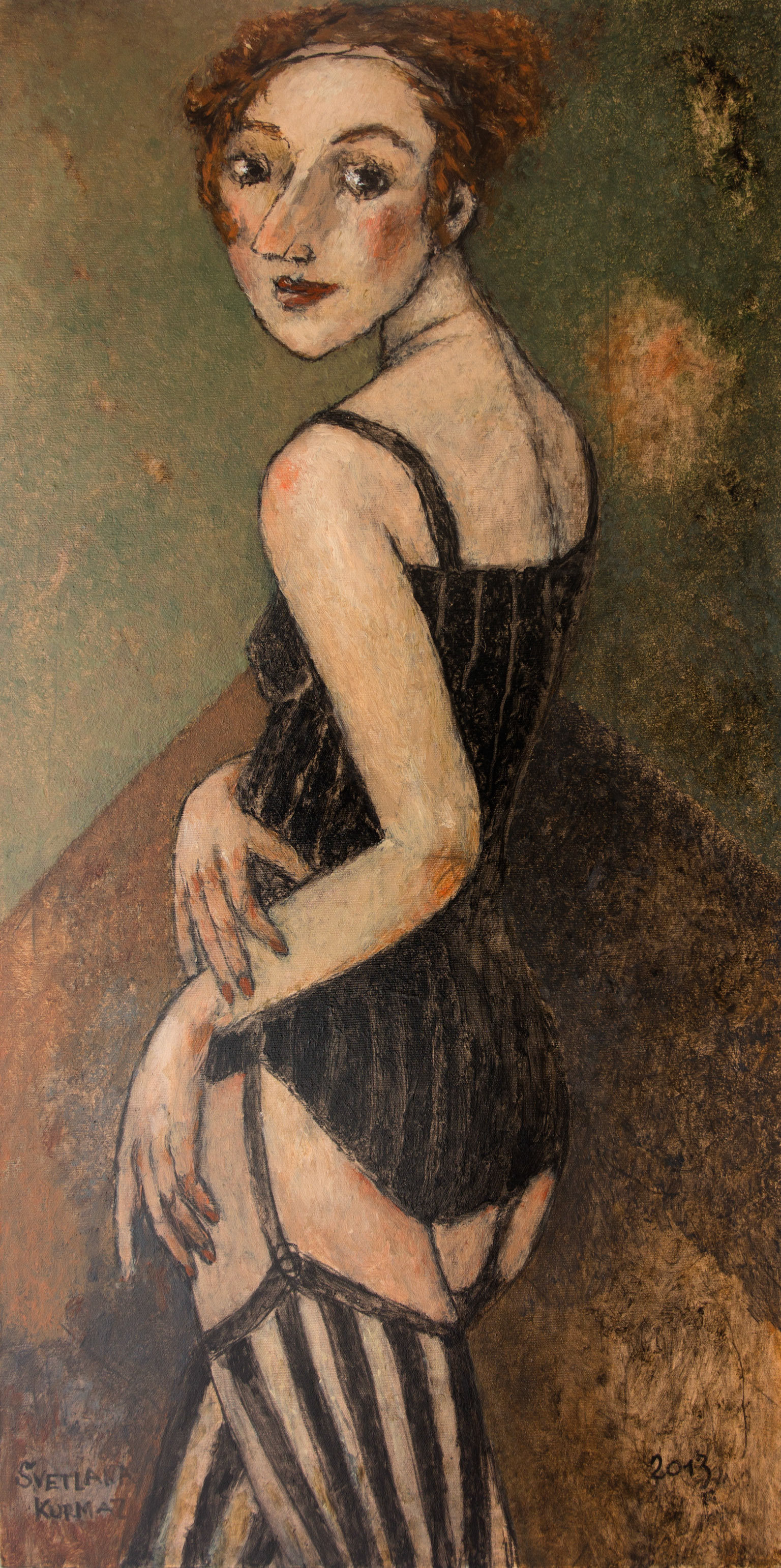 FRENCH STOCKINGS, oil on canvas, 100x50cm.