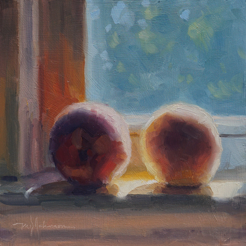 Peaches on the Sill (2021) - 8x8 - Available