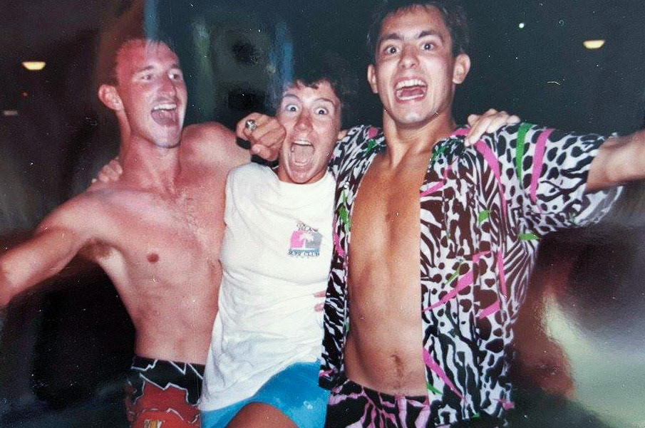 We all wore beach clothes under our flight suits on Assignment Night. The rules for the evening were that we had to stay in uniform until we'd been called onstage and been given our first flying assignments. Once we returned to our seats, we could unzip our flight suits to reveal our beach clothes. Most of us ended up in the pool.