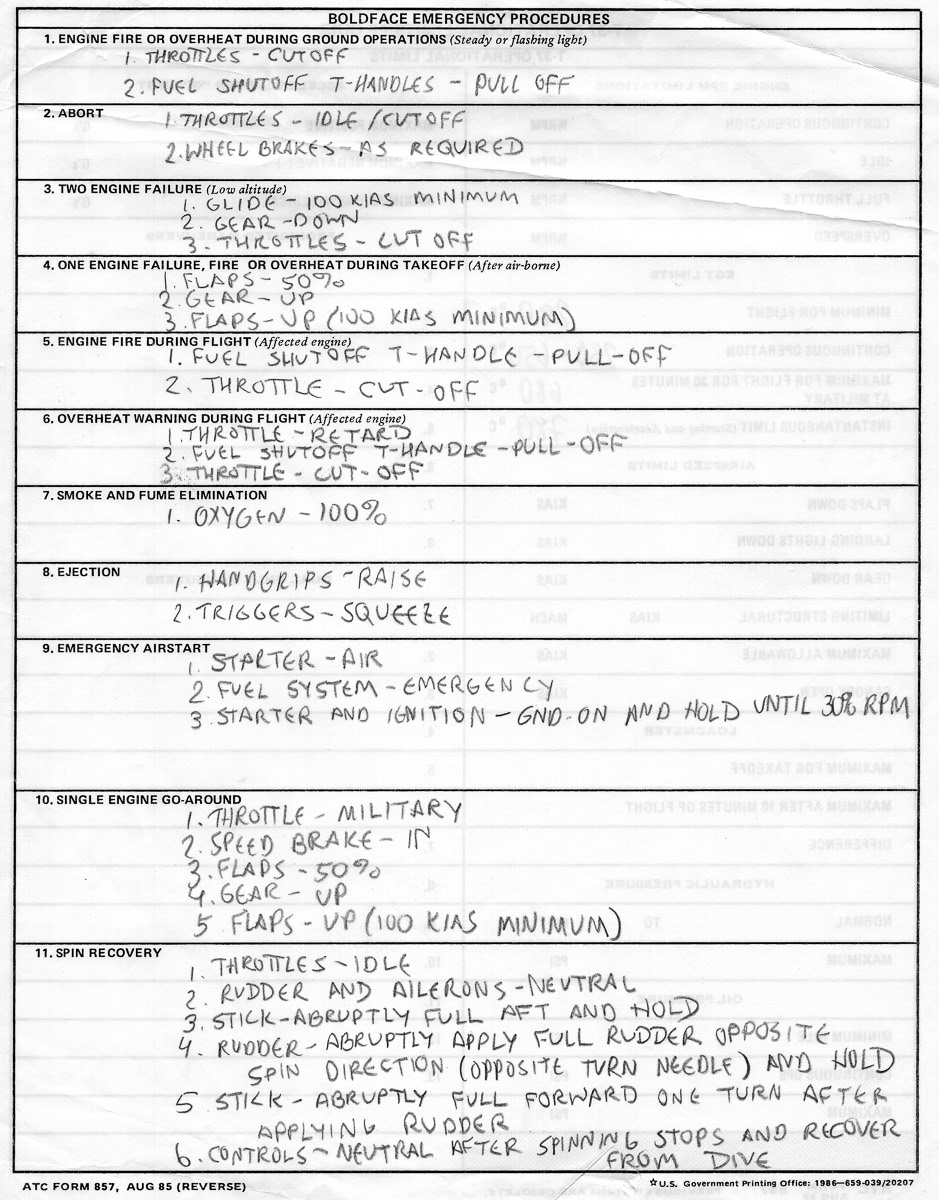 Any time you filled out a BOLDFACE worksheet, every word, every punctuation mark, every aspect of what you wrote had to be 100% correct. Every time. Or else you would be grounded for the day and would not fly.
