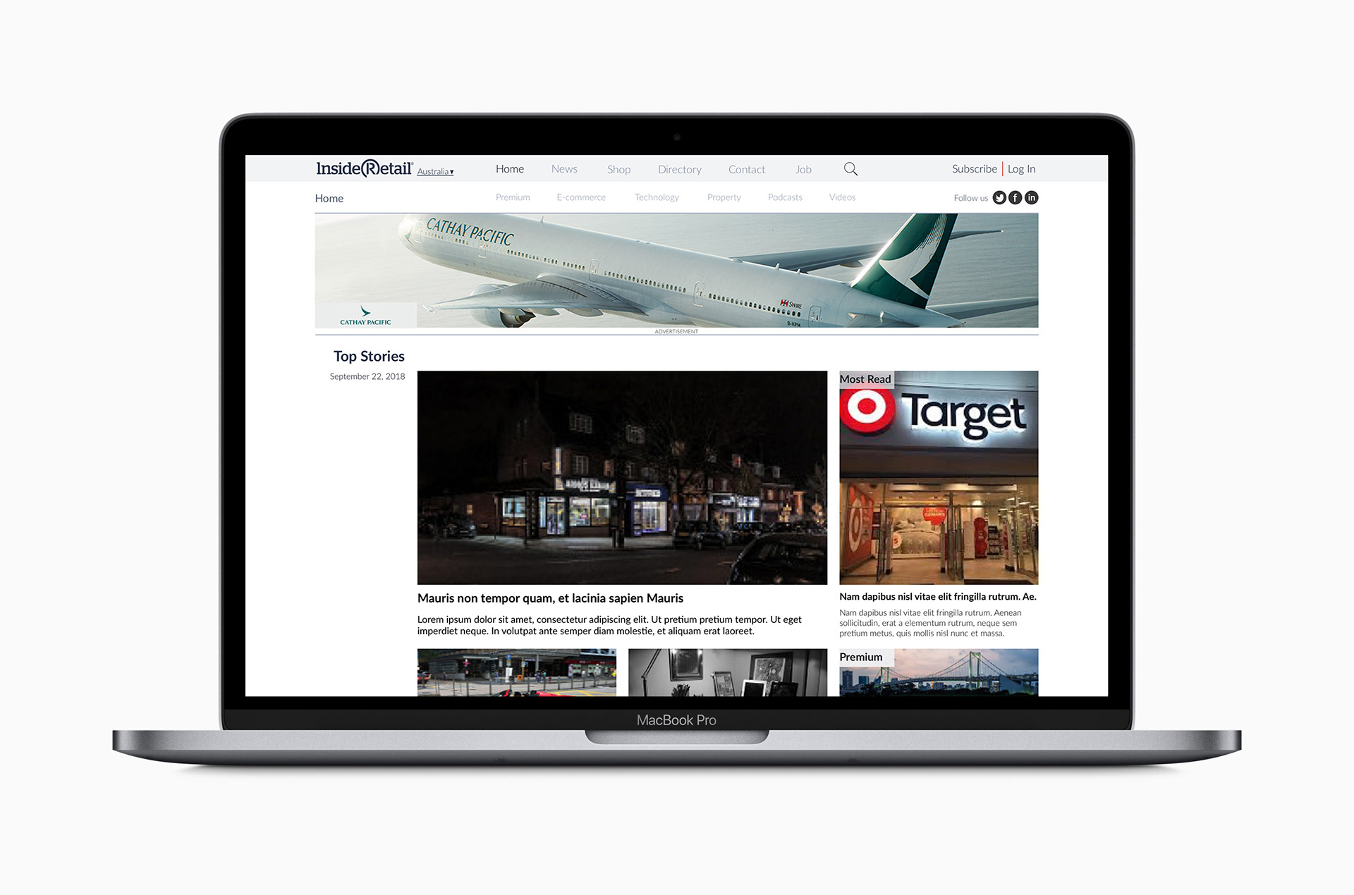 Inside Retail desktop Home Page