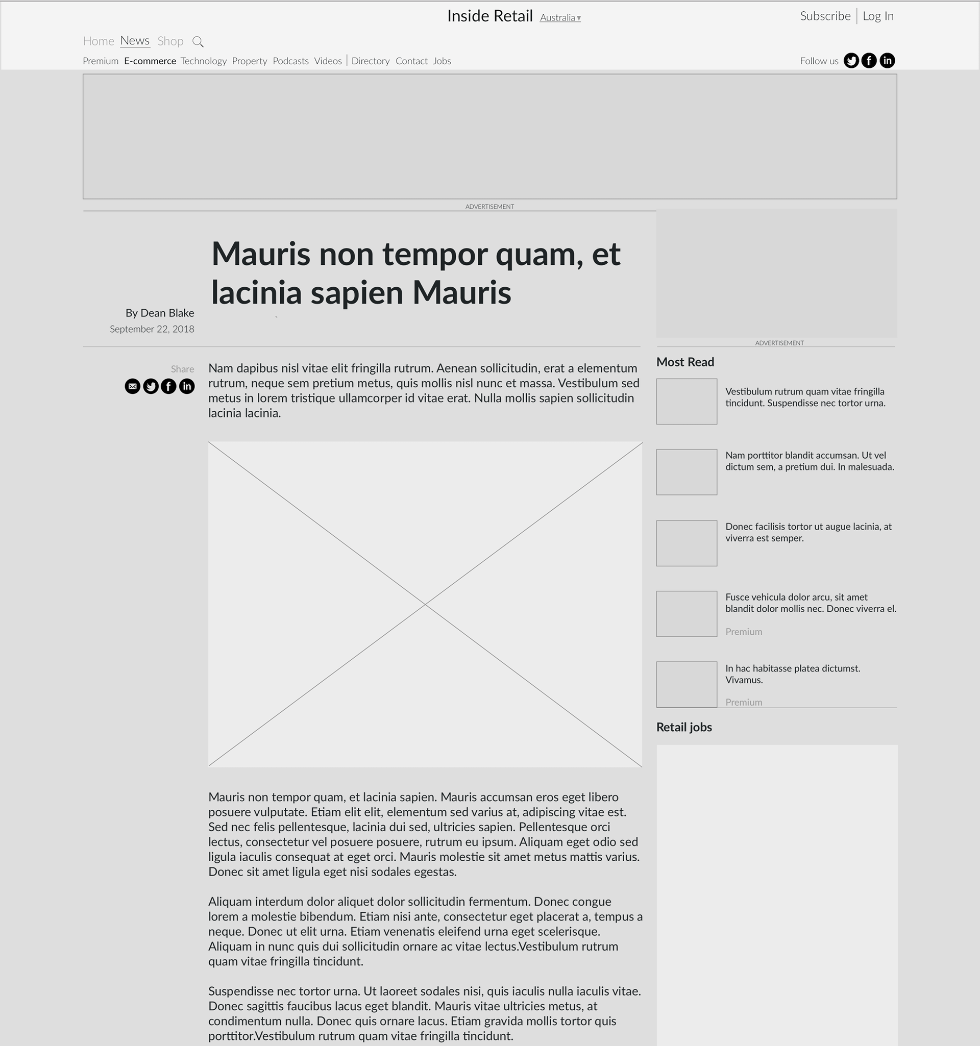 initial Low fidelity desktop wireframe different ad layout