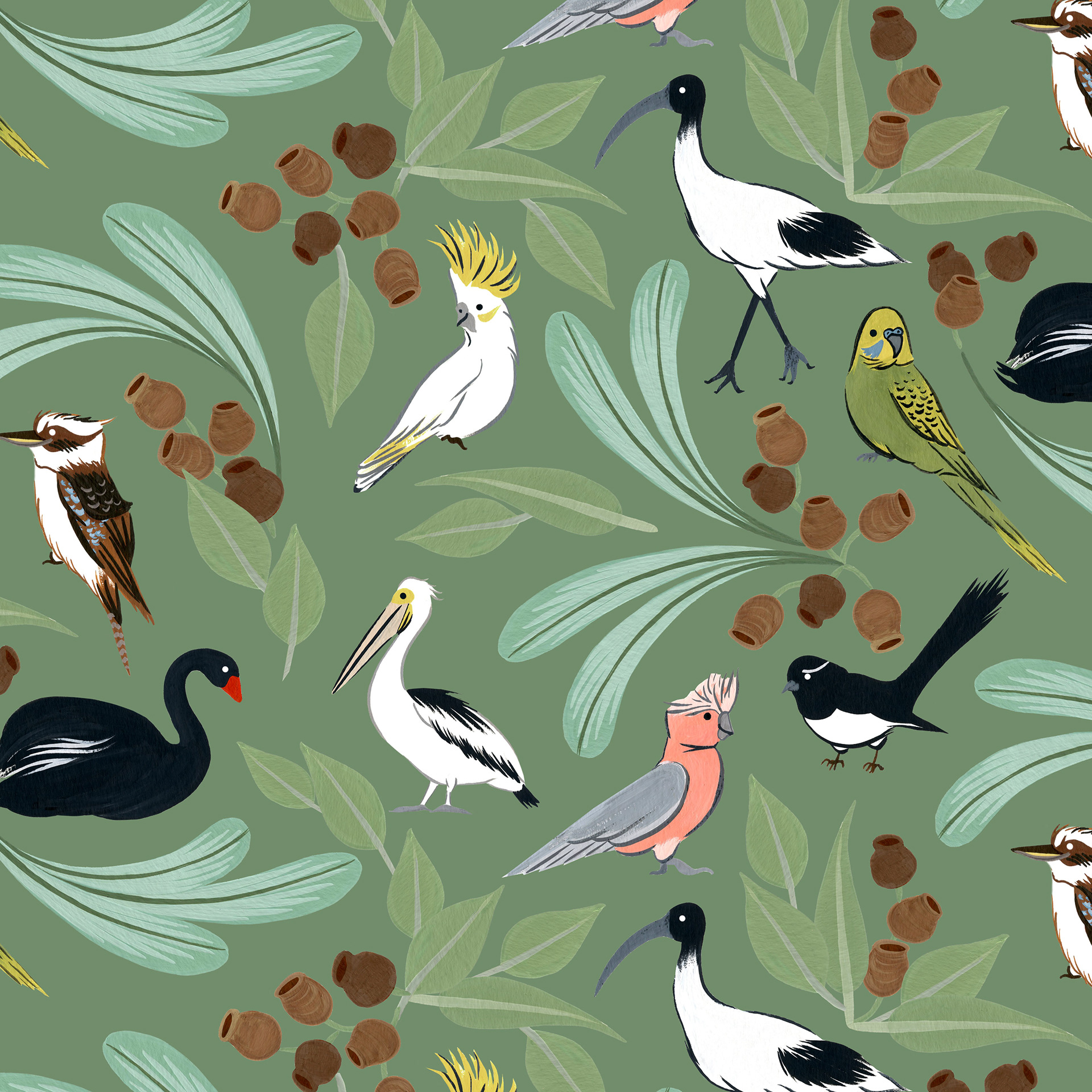 AUSSIE BIRDS | SAGE GREEN