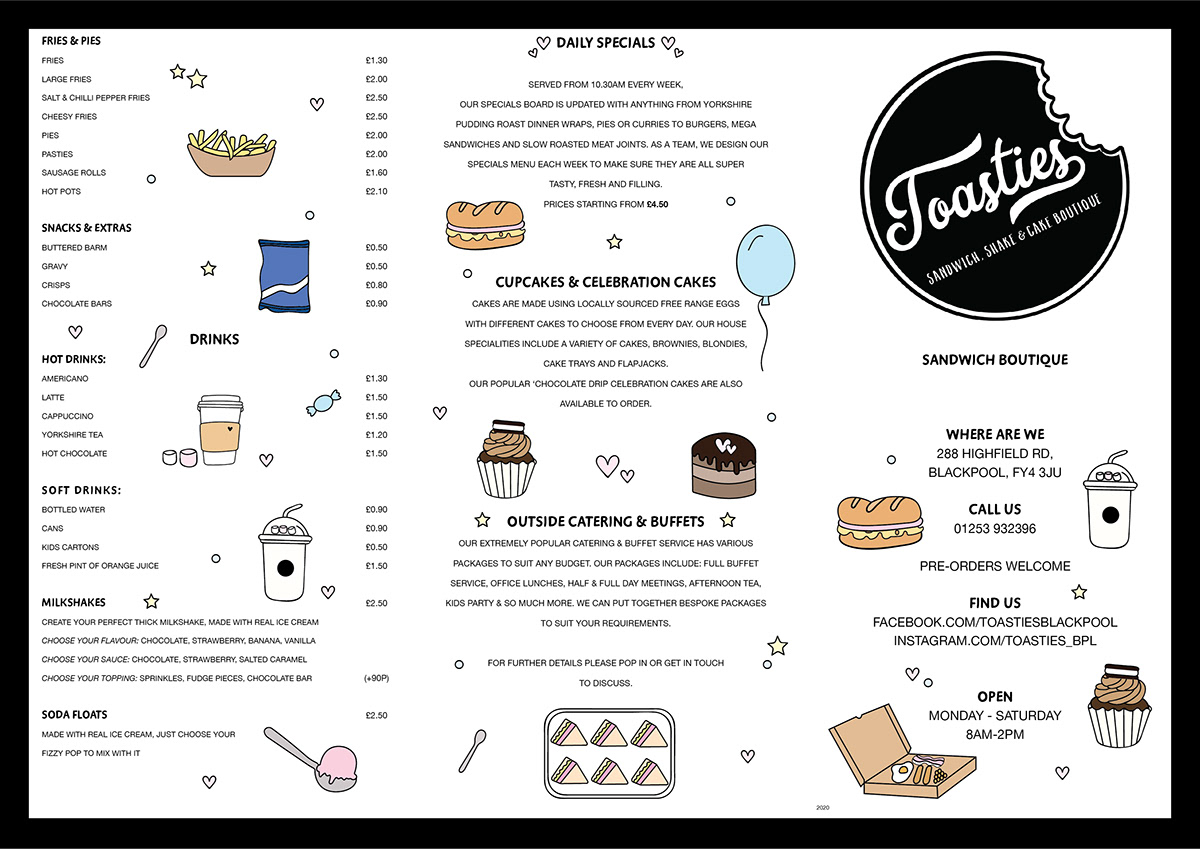 Izzy Latimer Toasties Menu