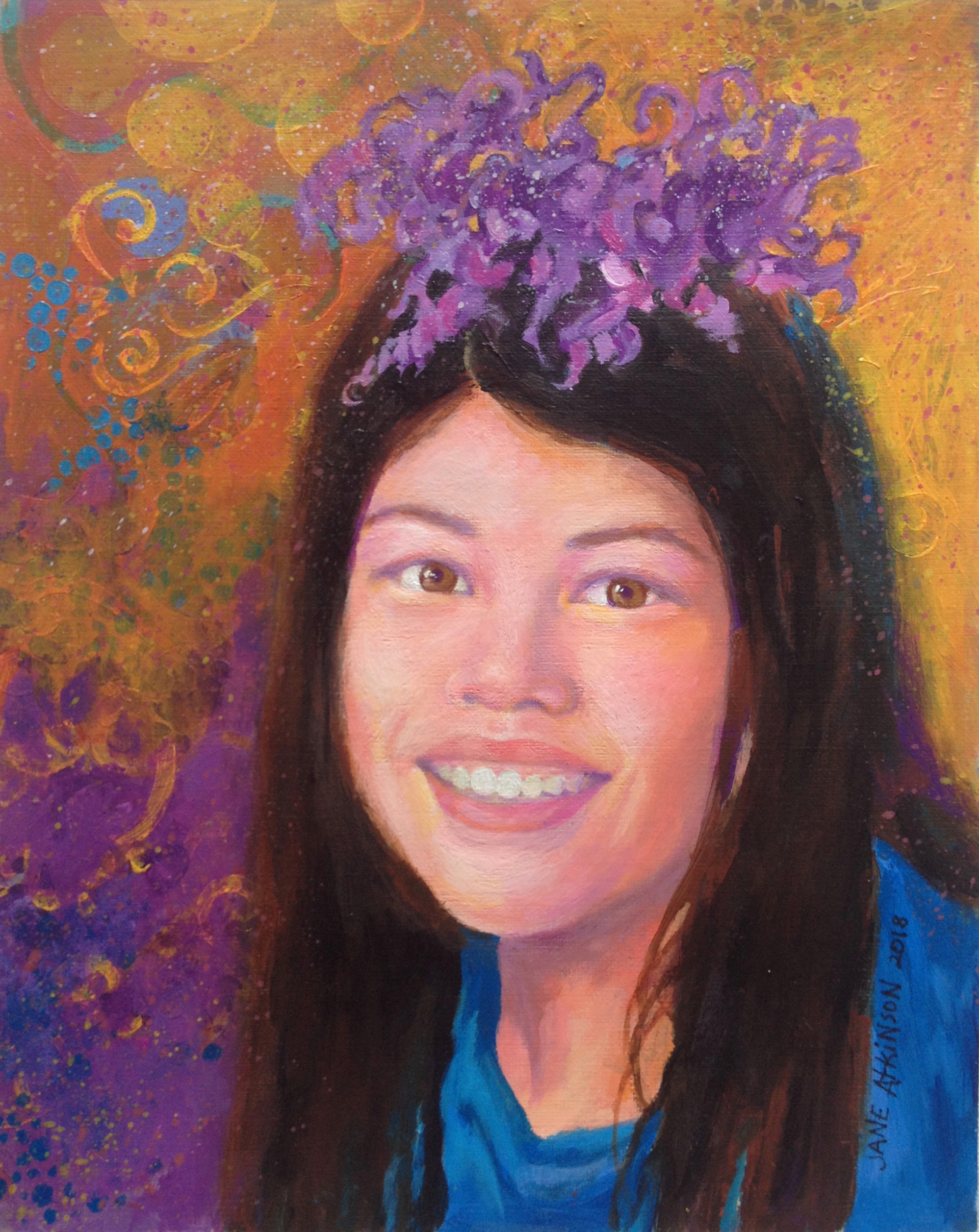 Happy Teen, 8" x 10", Acrylic on Paper, NFS