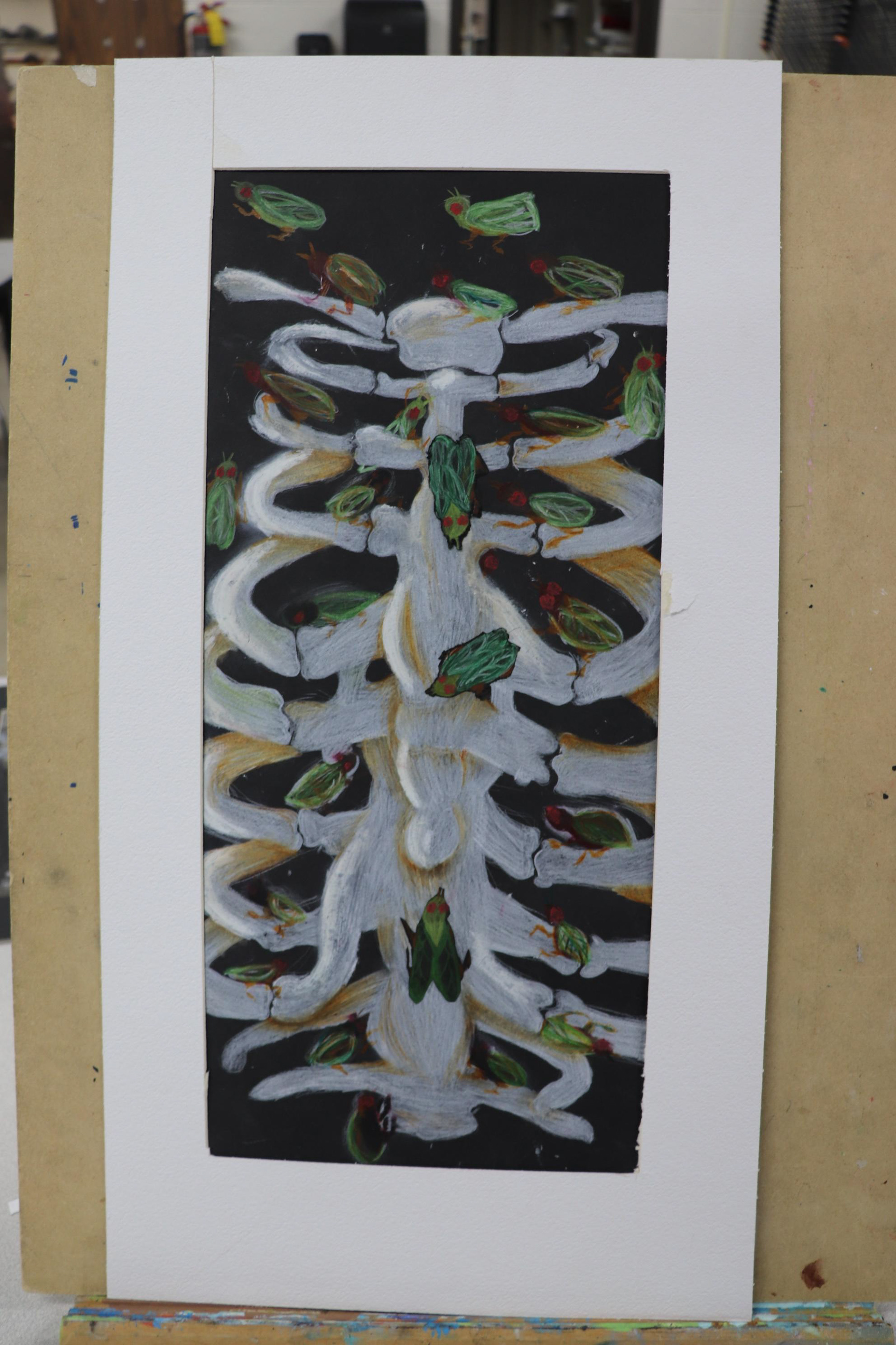 Diamond Noe, Grade 9, Westview Jr Senior High School. Buzzing Bones, Drawing & Illustration. Jesse Martin, Educator.