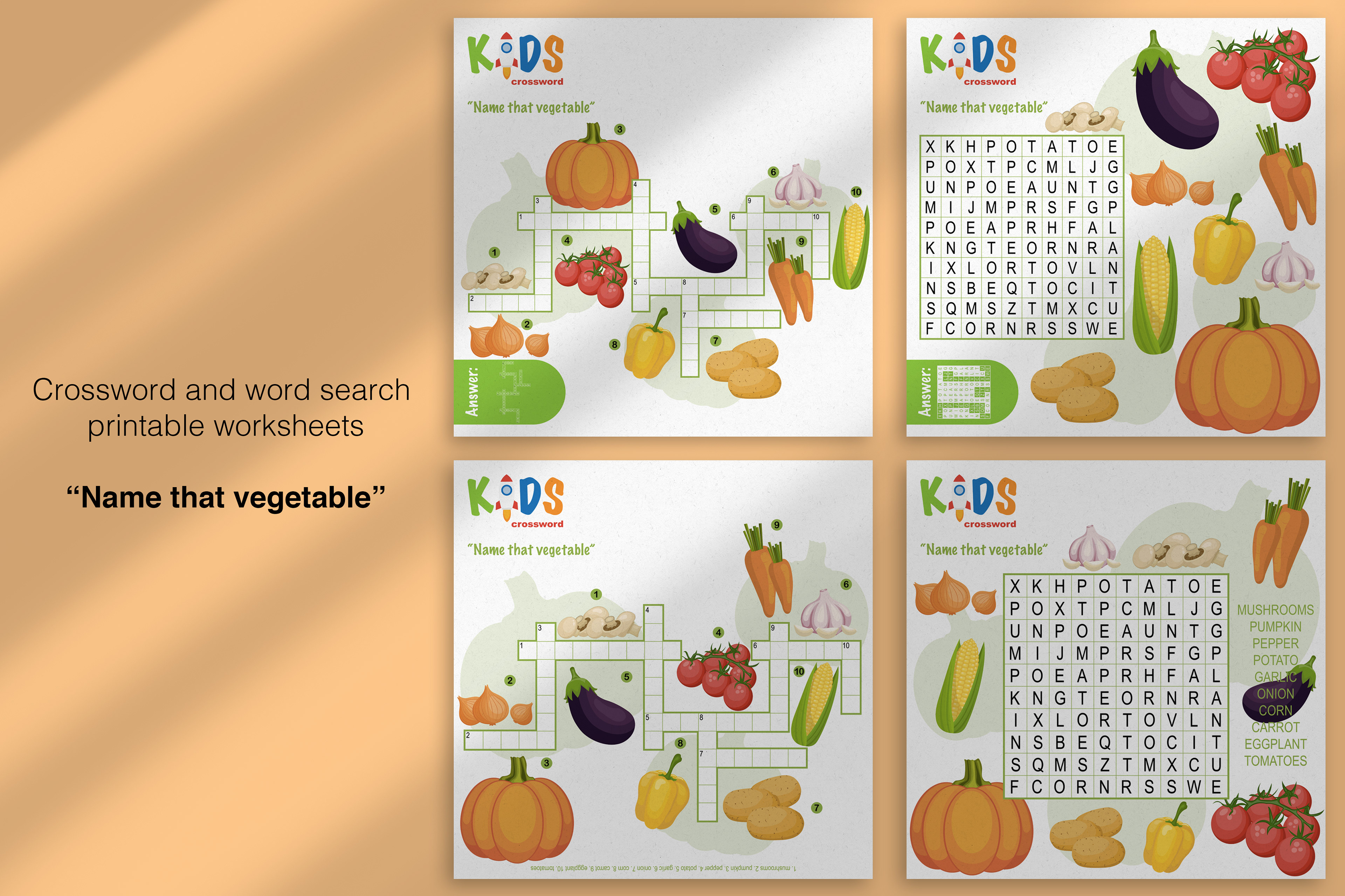 Yekaterinalim Crossword And Word Search Puzzles Name That Vegetable