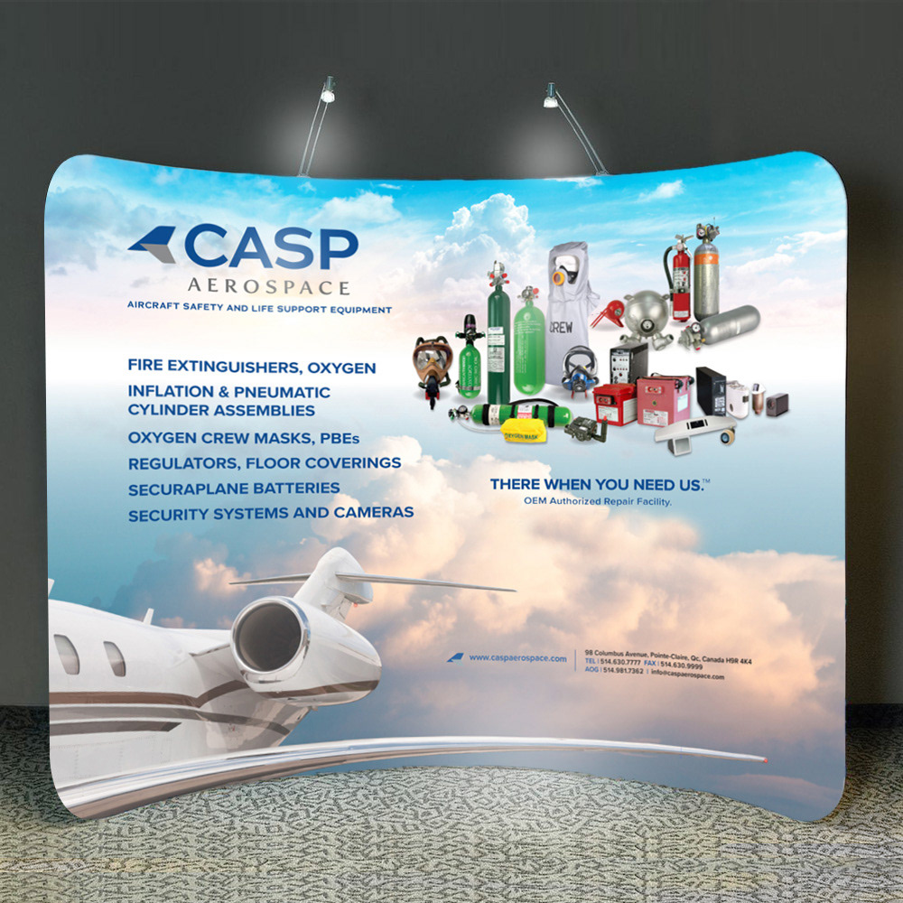 Trade show booth. Client : CASP Aerospace. © Design DXM