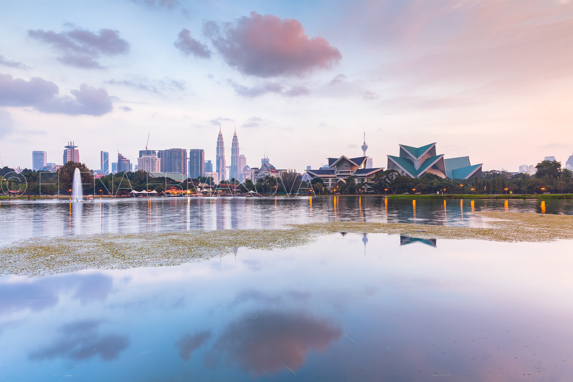 Kuala Lumpur skyline at sunset, Titiwangsa Lakes, Kuala Lumpur, Malaysia