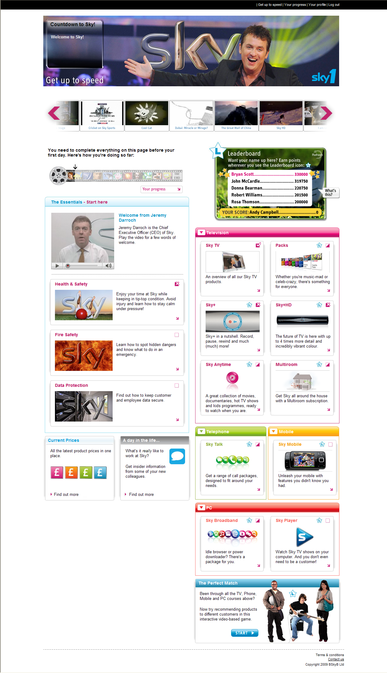 Onboarding site for Sky